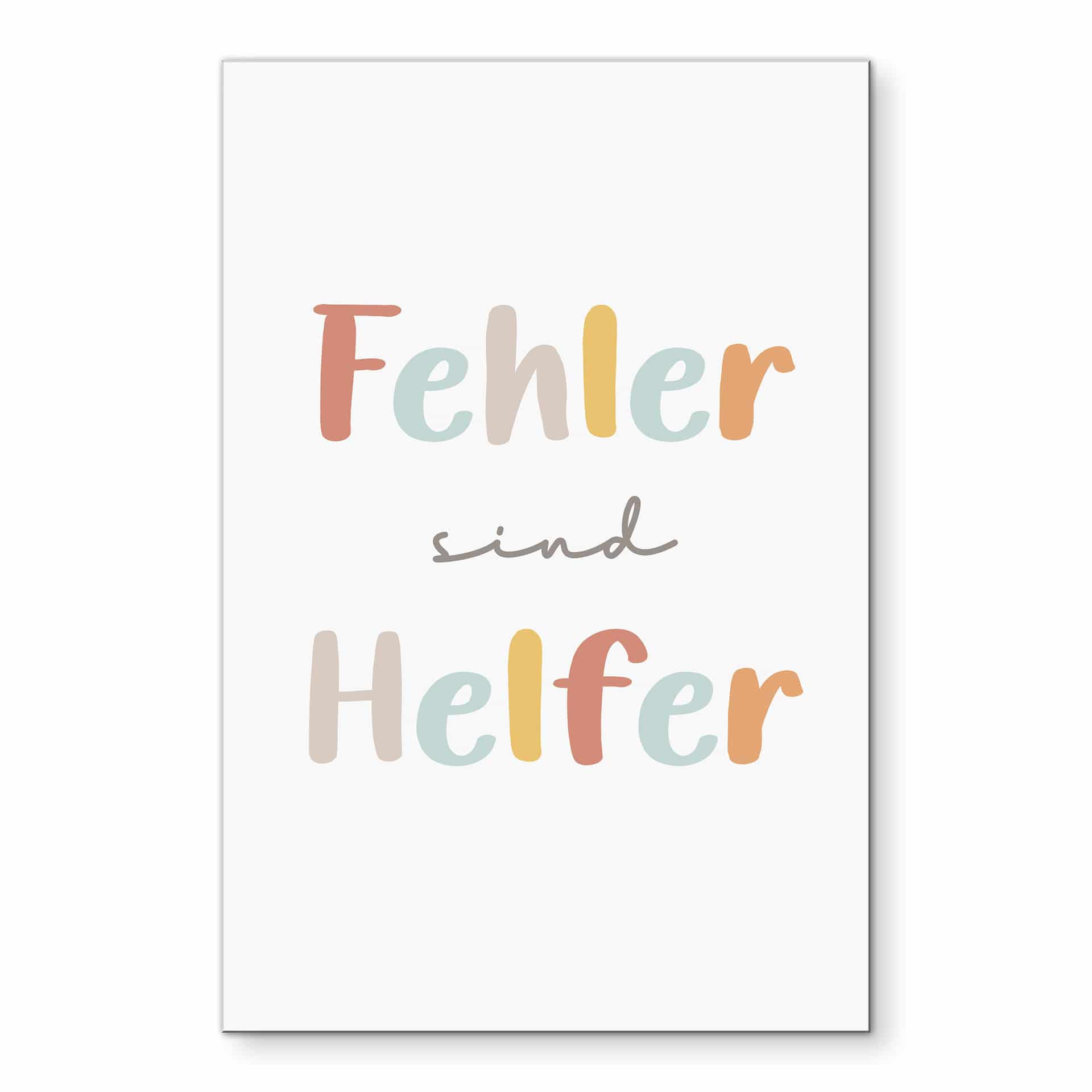 Alu-Dibond Wandbild - Kraftsatz 'Fehler sind Helfer' in bunter Handschrift für Kinder