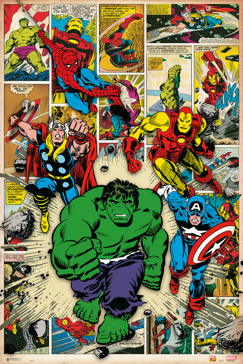 Poster, Filmposter Marvel Comic - Here Come The Heroes 61x91,5 cm