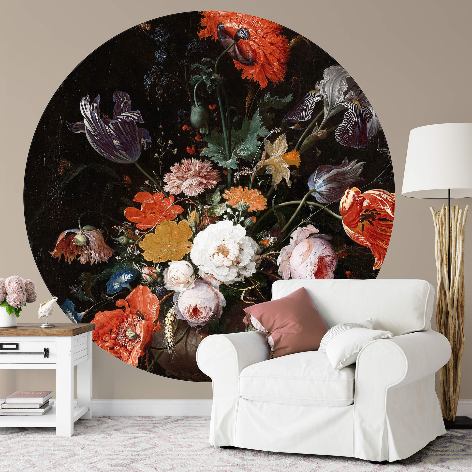 Behangcirkel Mignon - Stilleven met Bloemen - vliesbehang/zelfklevend vliesbehang