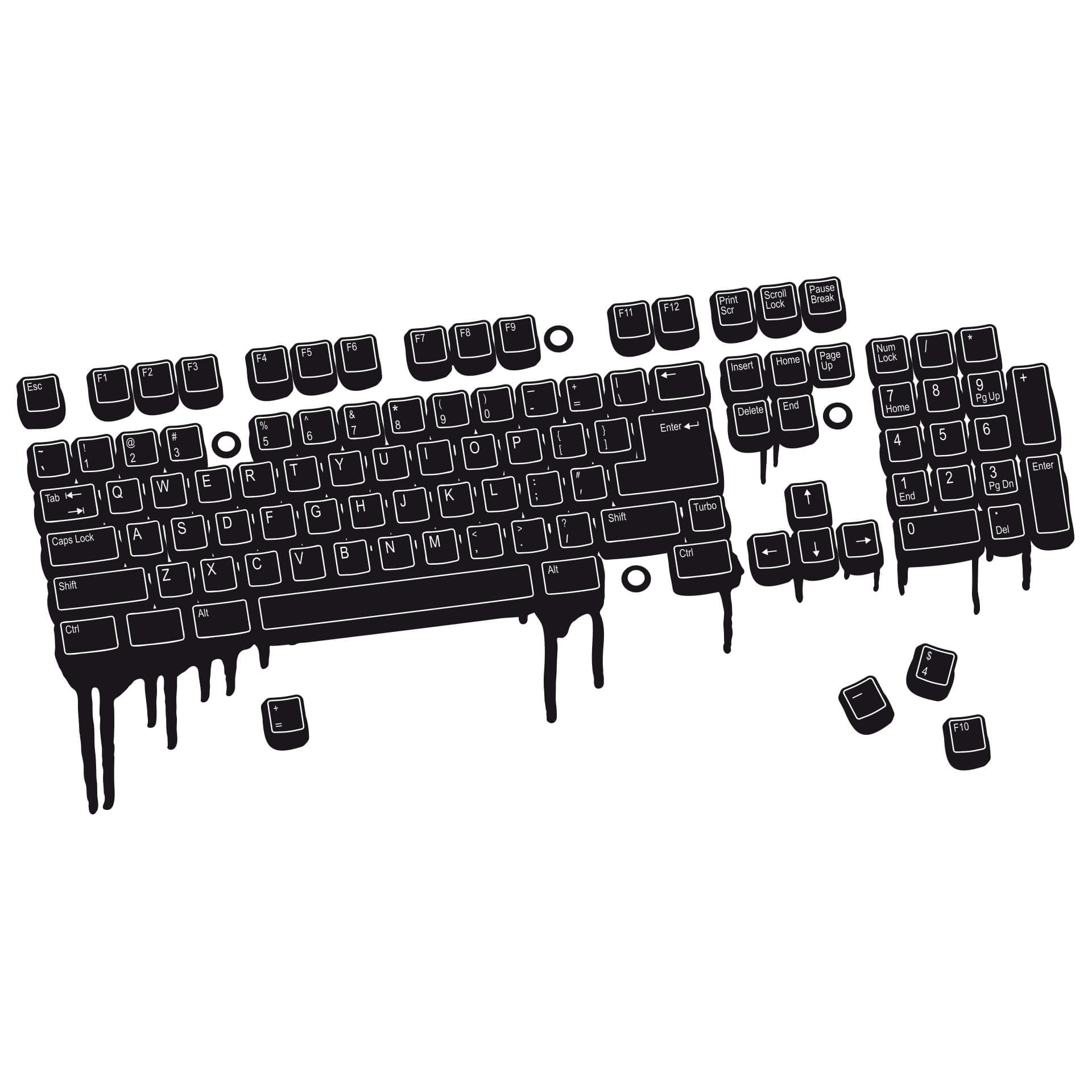 Smeltende keyboard wallsticker