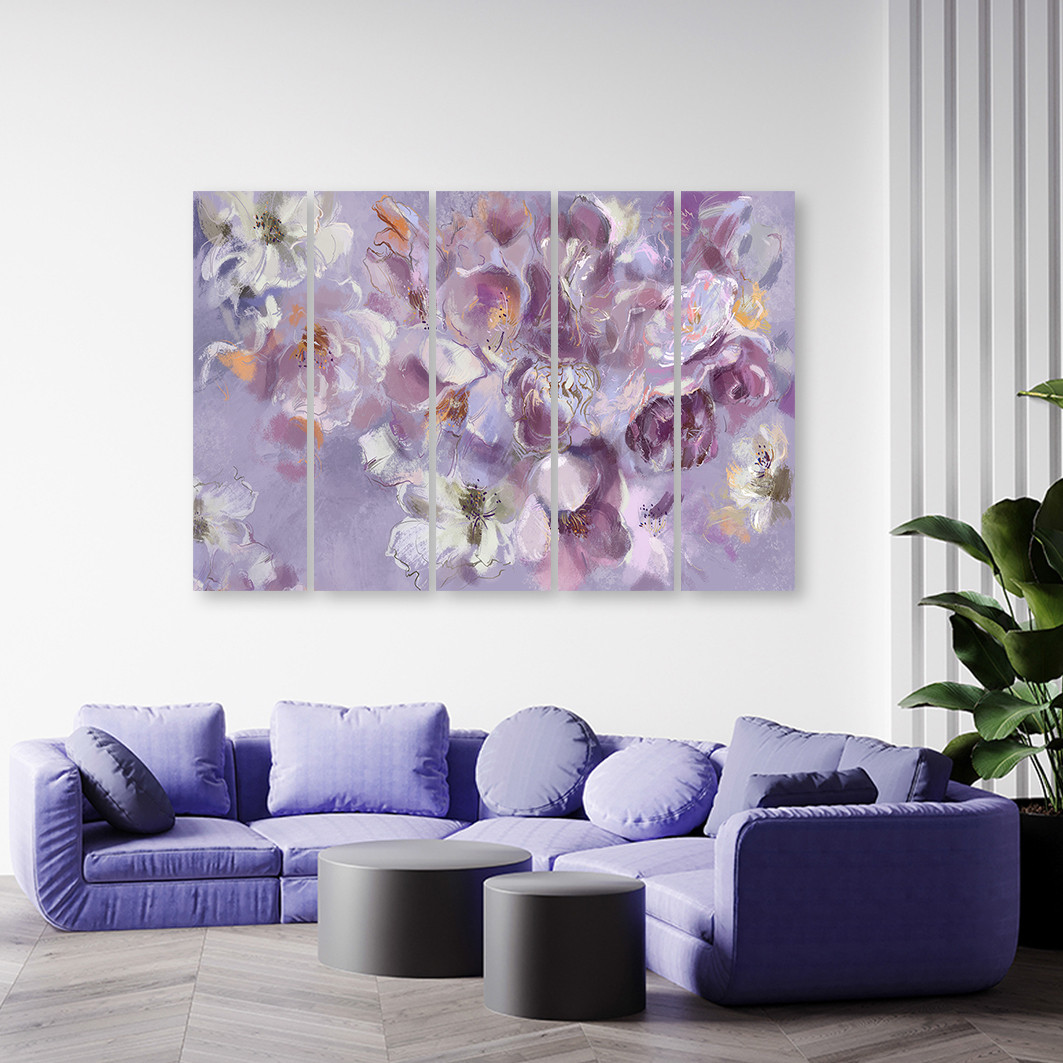 5 stykke lærredstryk, Irisblomst