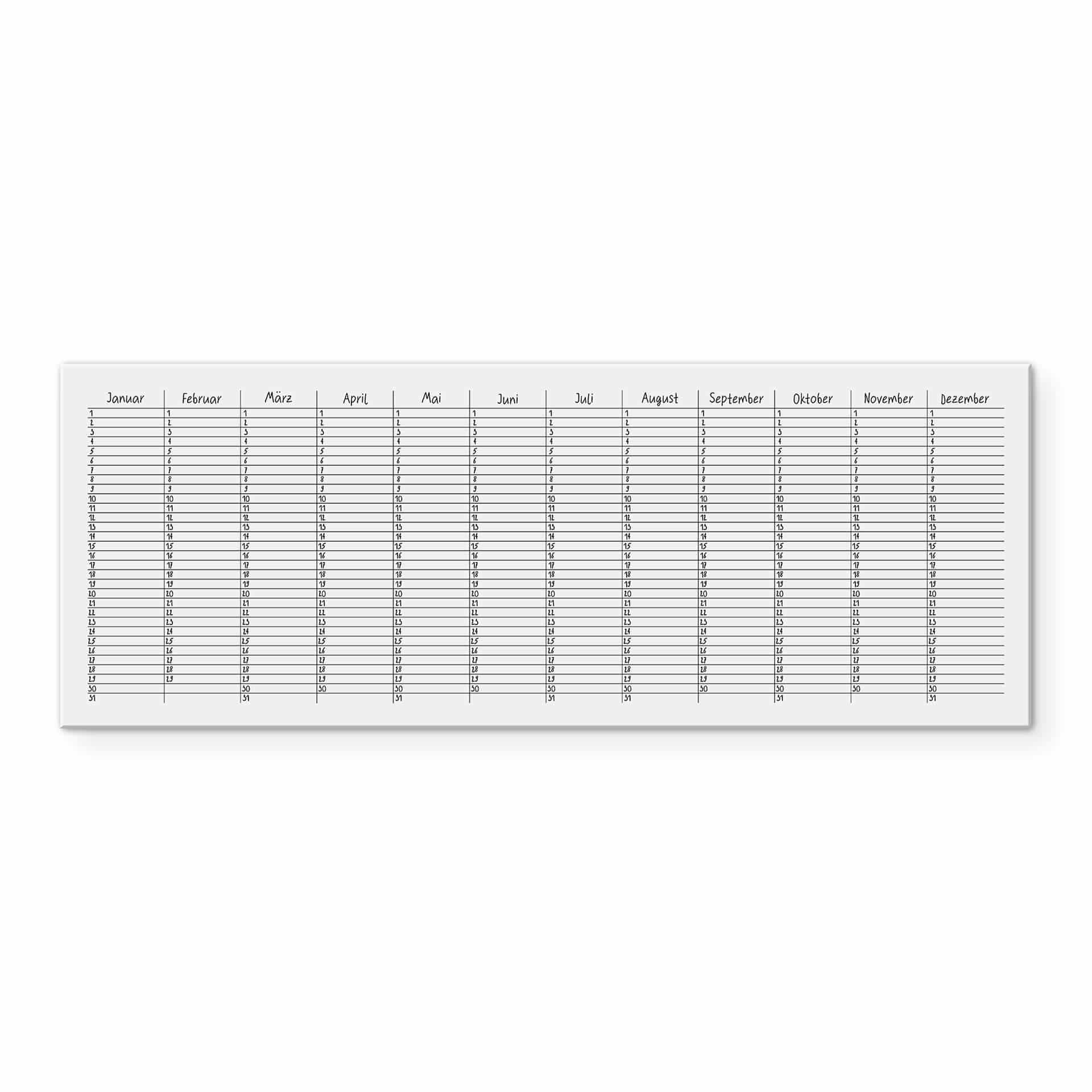 Memoboard Glas/Acryl Jahresplaner Panorama - transparent