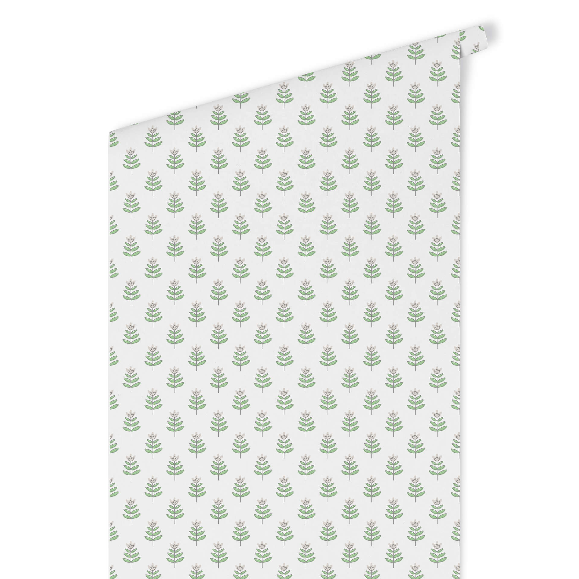 Patroonbehang met grafische tulpen - tulpen groen