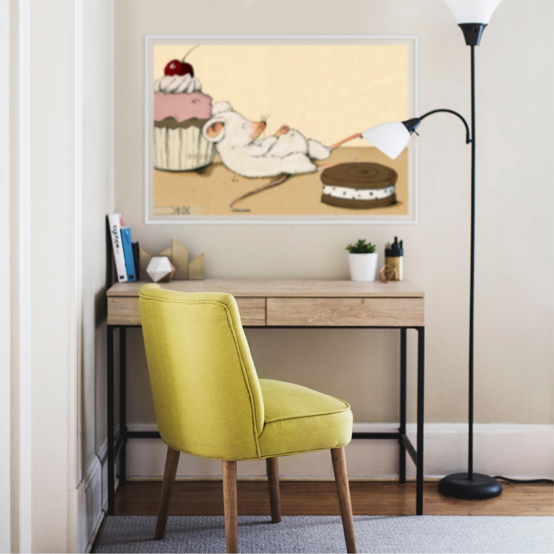 Wallprint Loske - Maus mit Muffin