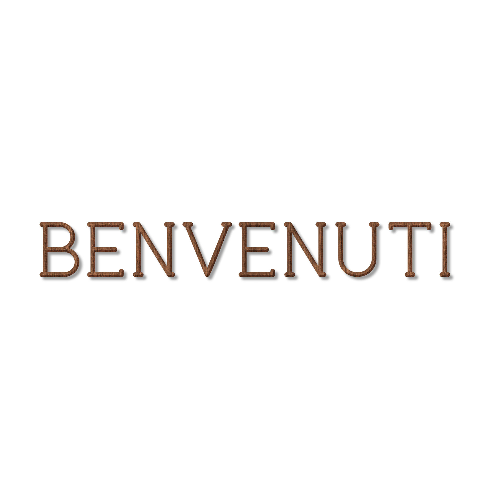 Træbogstaver - Benvenuti - Mahogni