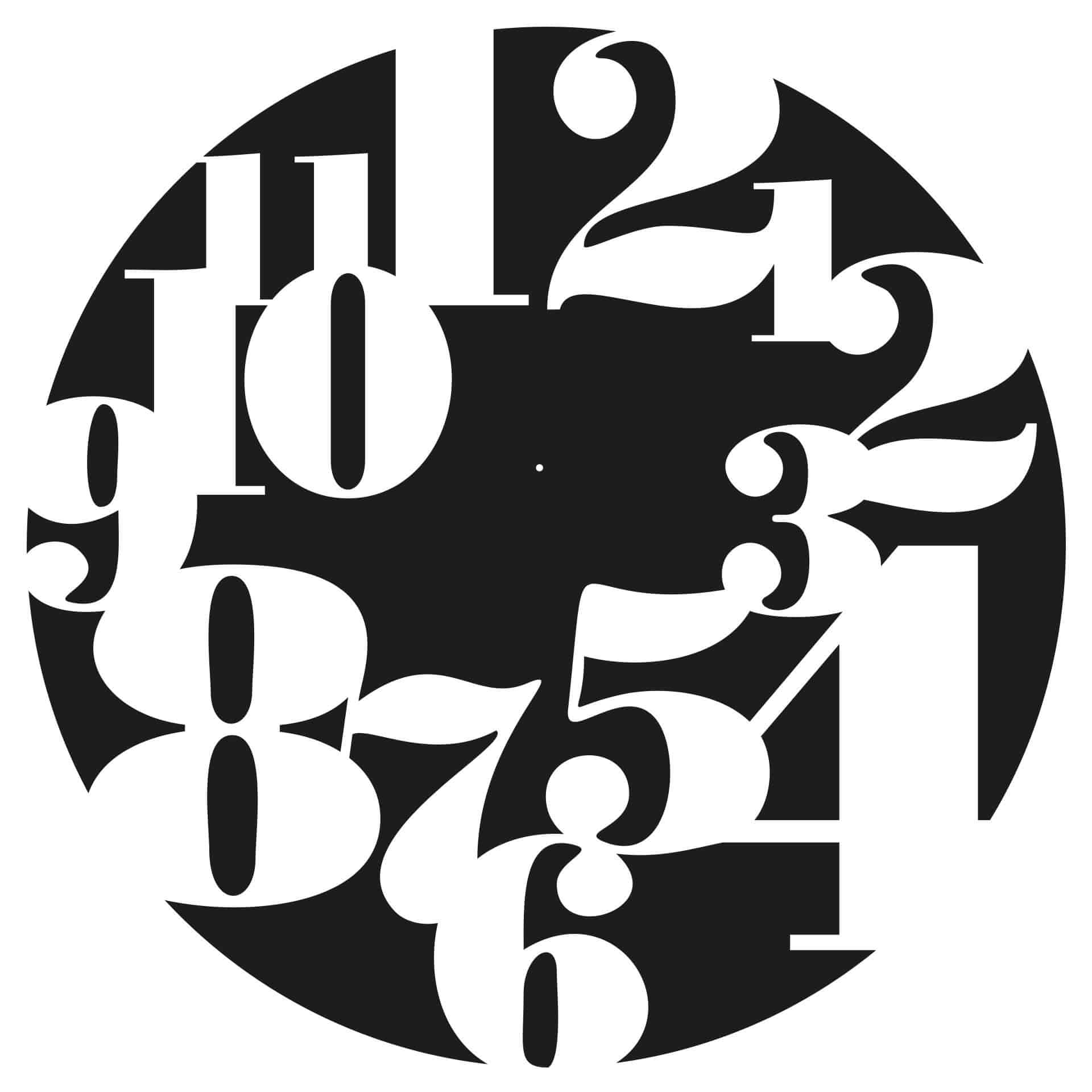 Sticker mural - Horloge Typographie en négatif