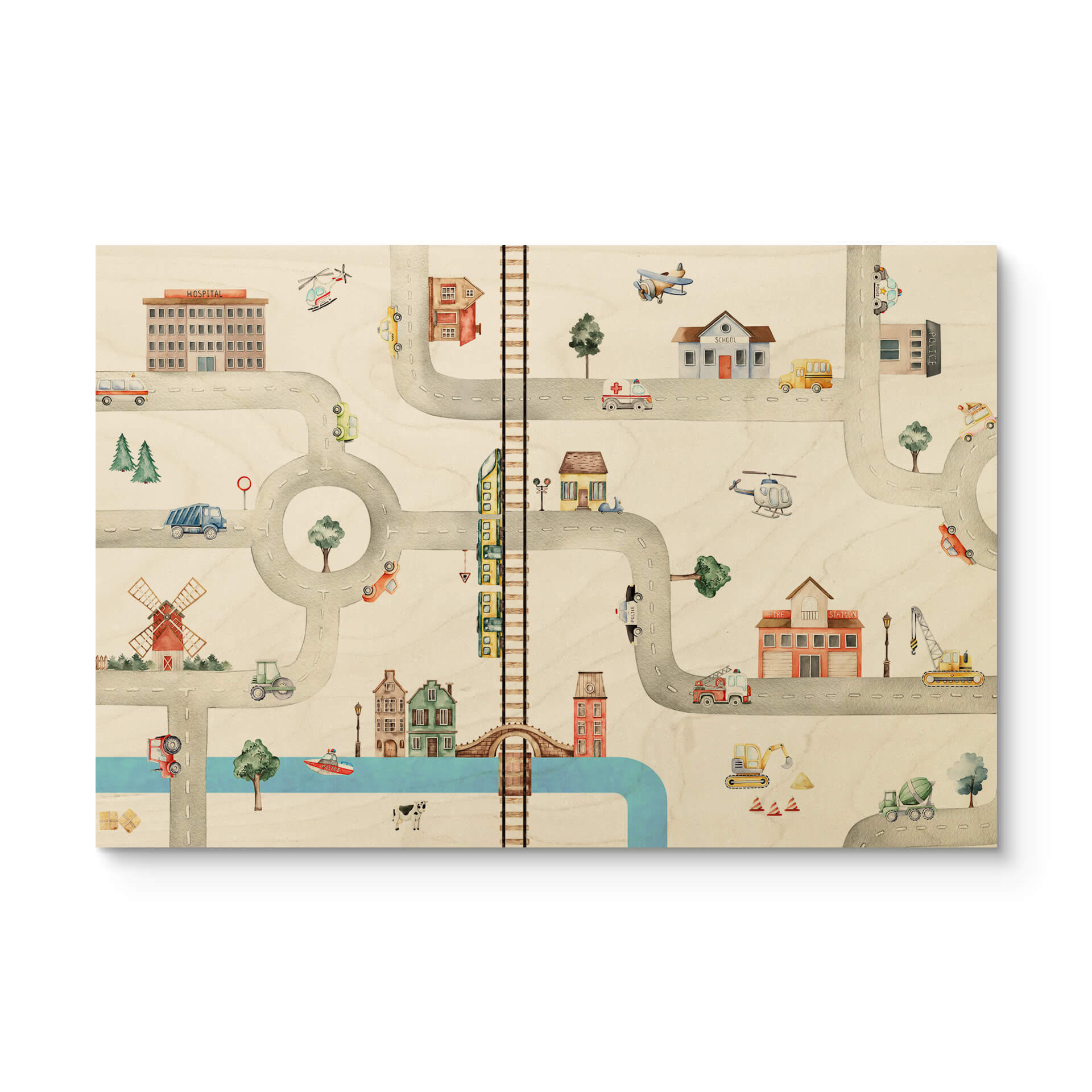 Plakat drewniany do pokoju dziecięcego Oliver Robins - Play street