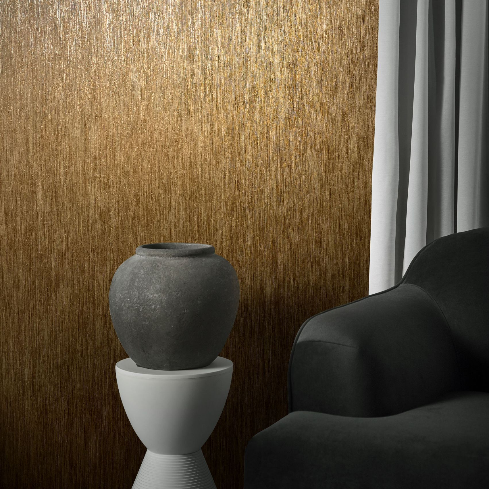 Effen behang vliesbehang Natural Opulence bruin