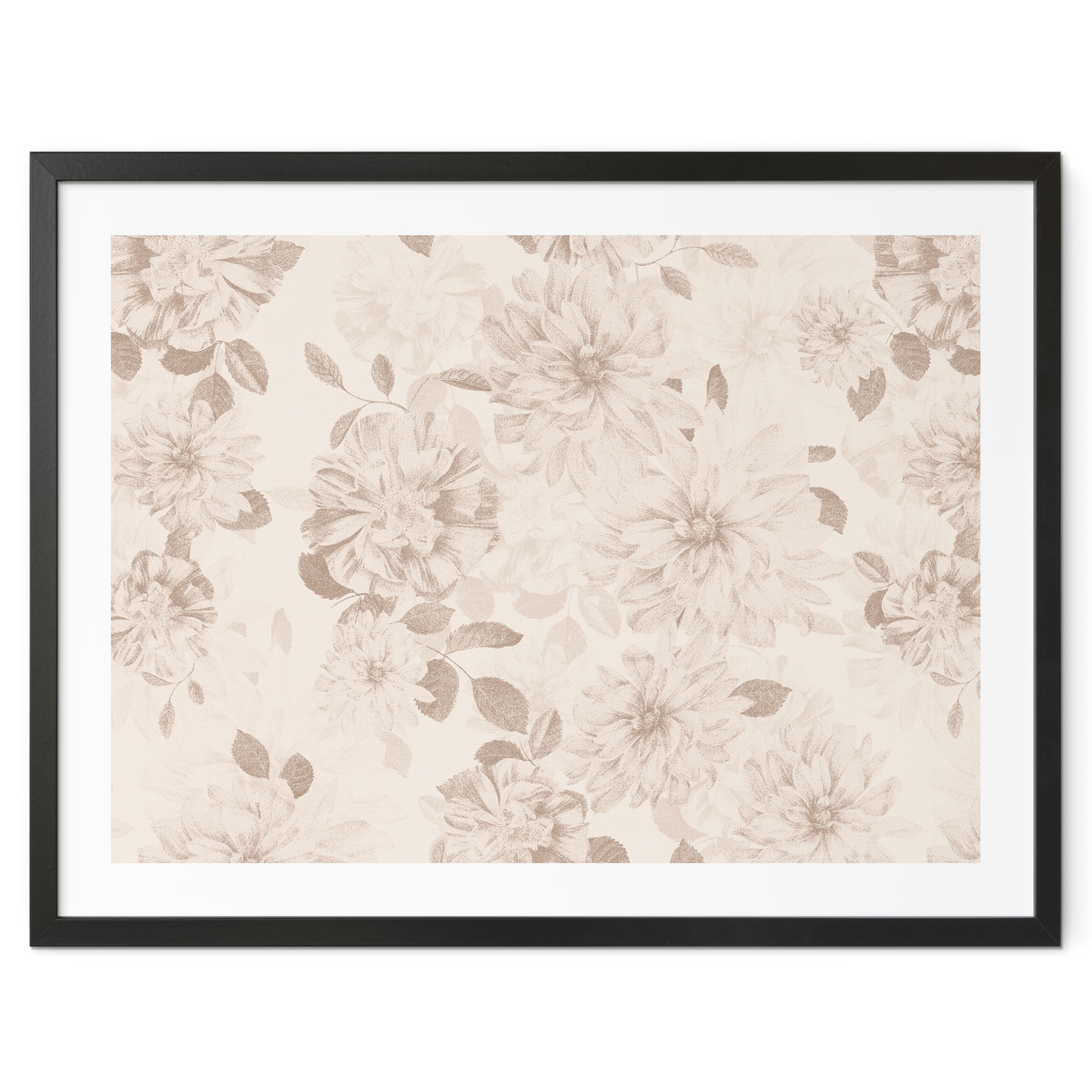 Kwiaty Plakat Dalie Shabby Chic Beżowy - Bloomery Decor