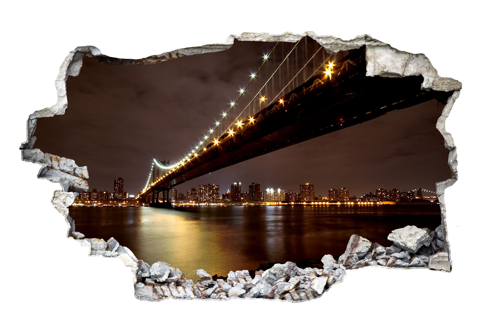 3D Wallsticker Manhattan Bridge om natten