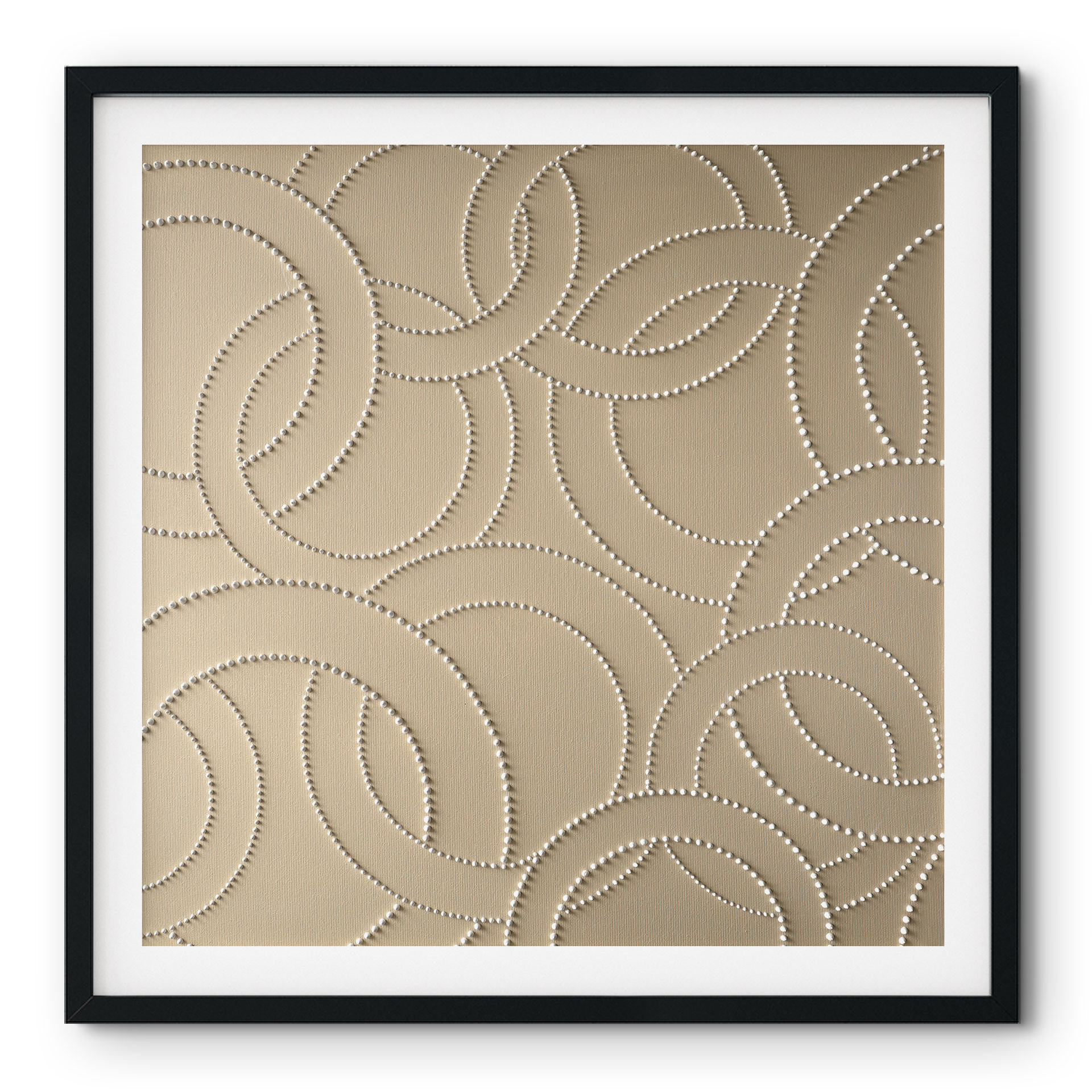 Poster Abstrakte Ringe beige - Grande - Quadratisch