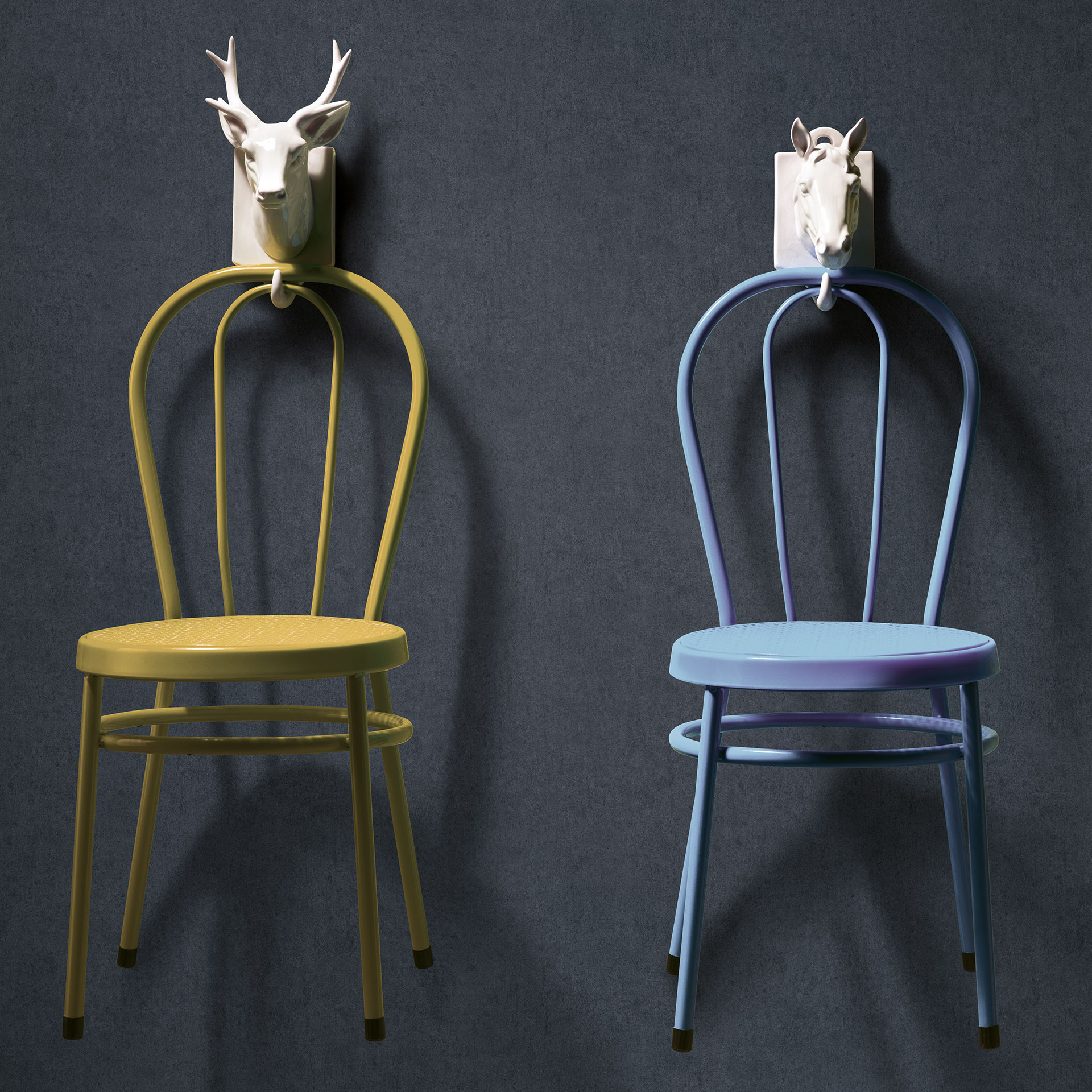 vliesbehang beton motief, effen kleuren, blauw