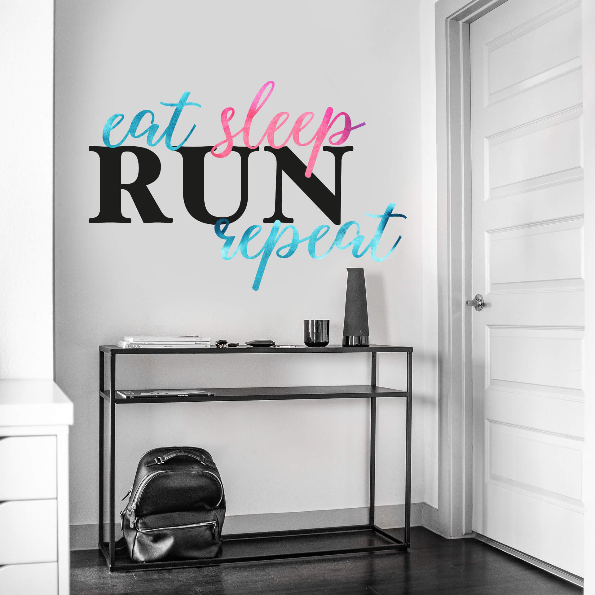 Wallsticker - Eat Sleep Run Repeat bunt