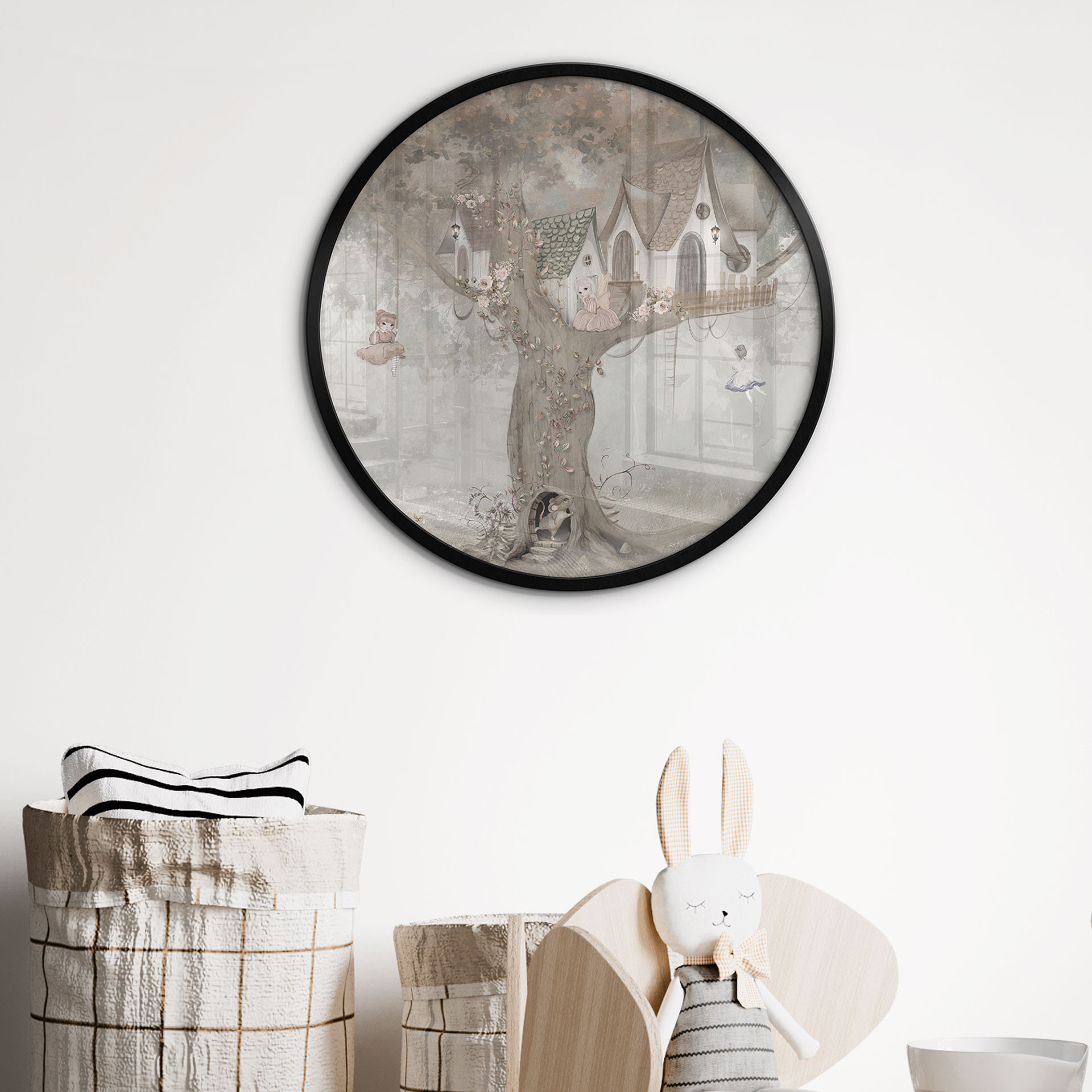 Poster Magisches Baumhaus mit Feen - Ms Tiff - Rund
