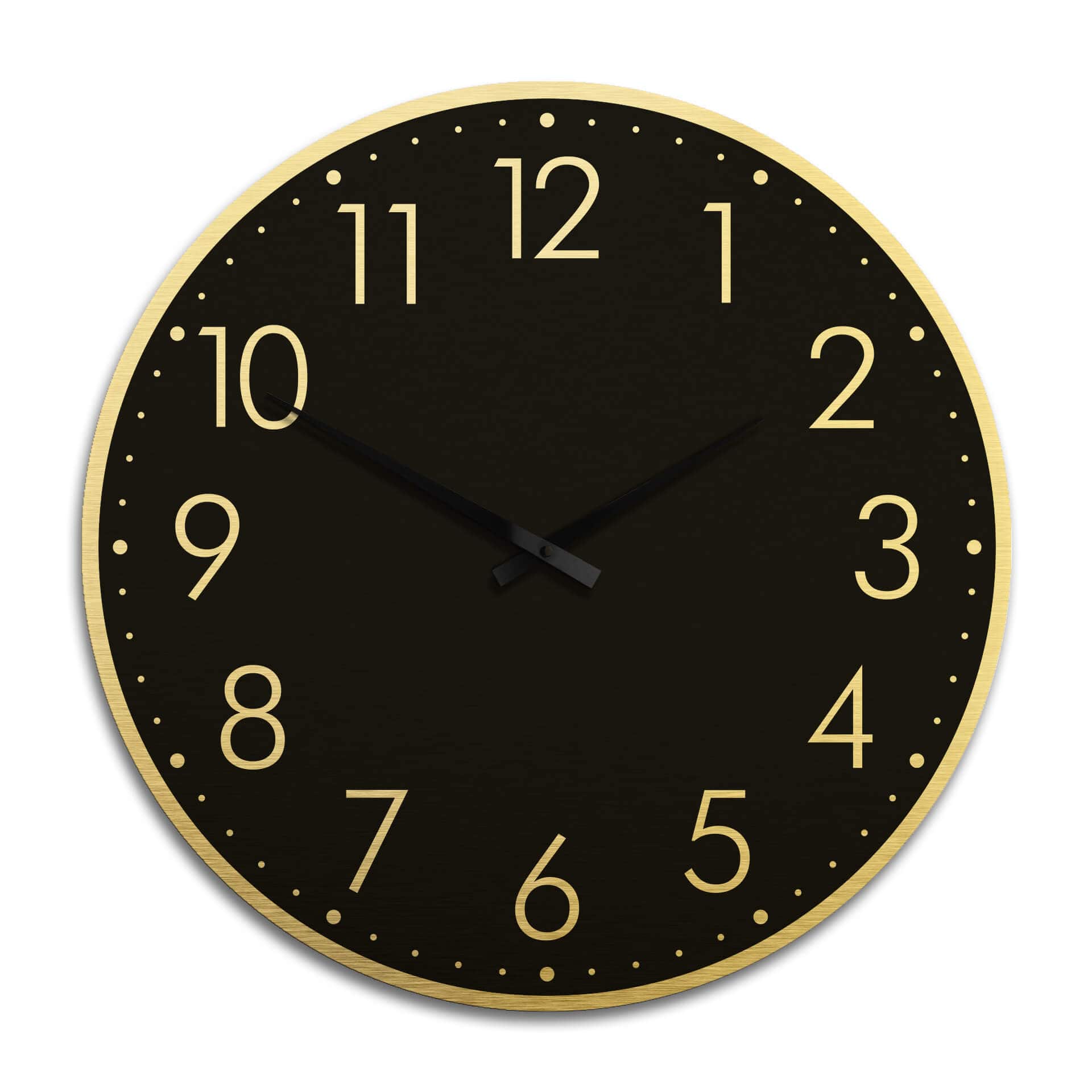 Horloge murale XXL en Alu-Dibond - Dorée  - Moderne noire avec minutes Ø 70 cm