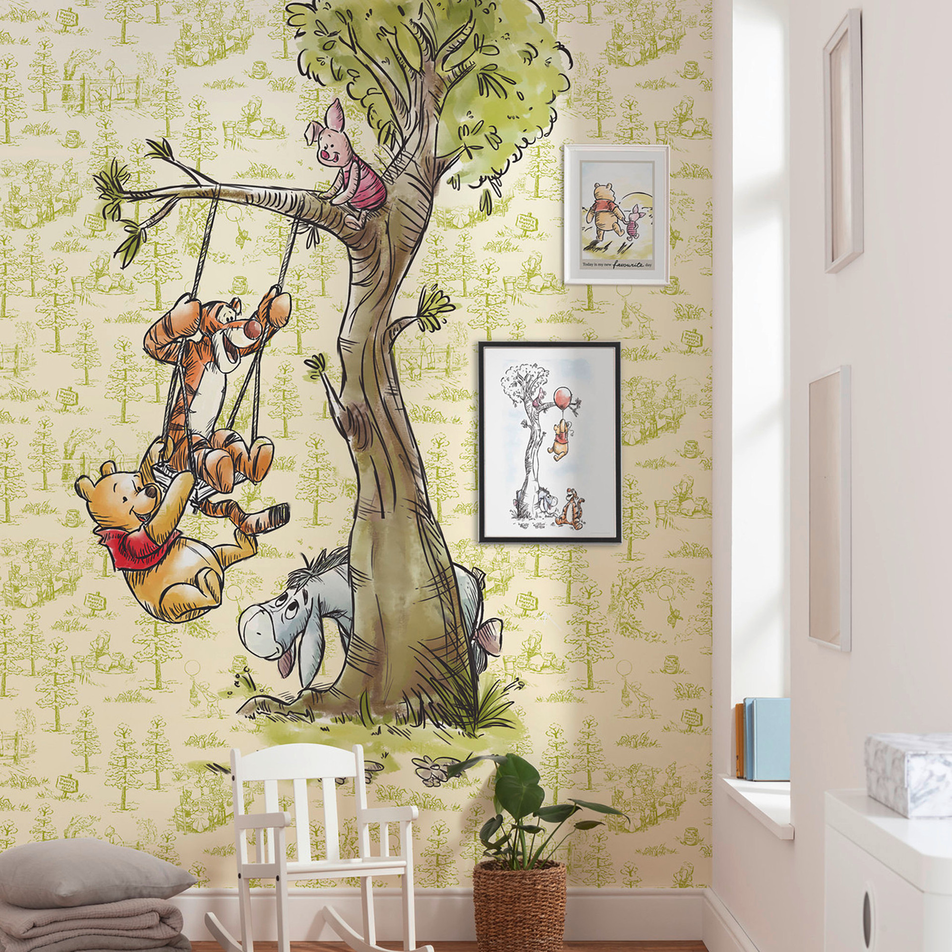 behang - Winnie de Poeh in het bos - 200 x 280 cm