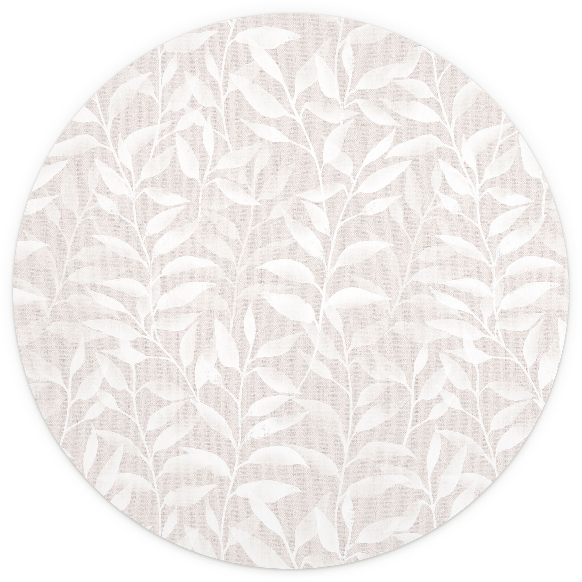 Delicate Watercolour Leaves Behang - Zacht Beige - Bloemen Decor - Rond - Zelfklevend/niet-geweven