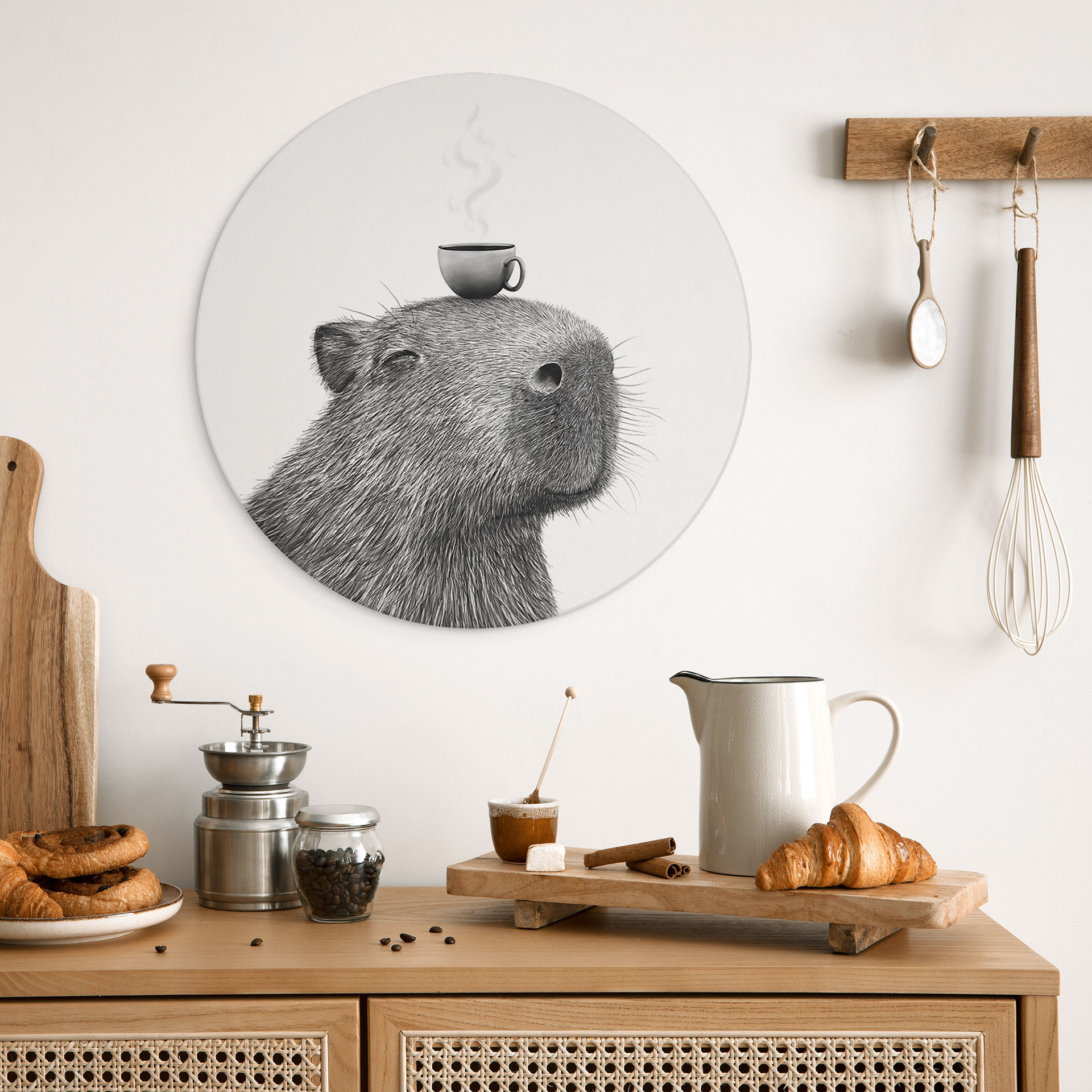 Billede Capybara Morgen Kaffe - Korenkova - Alu-Dibond Rund