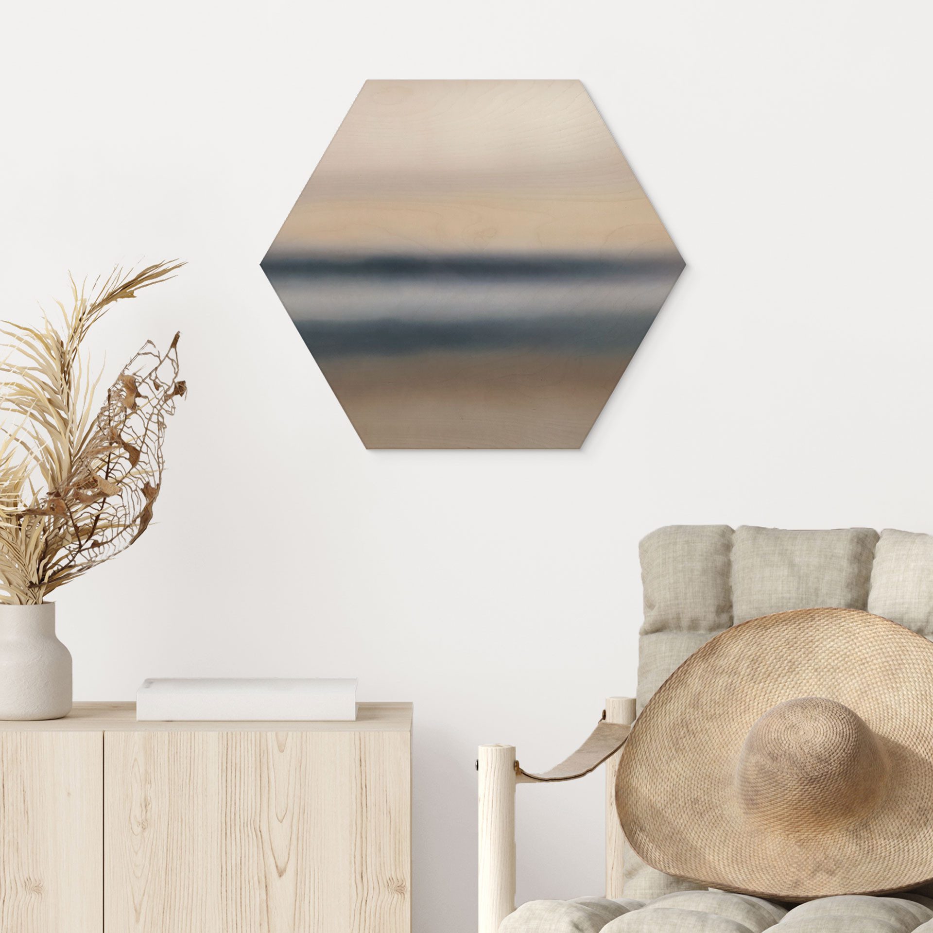 Hexagone Tableau en Bois Rotko Ash - Horizon Abstrait - Sir Edward x Grigory Gladarev
