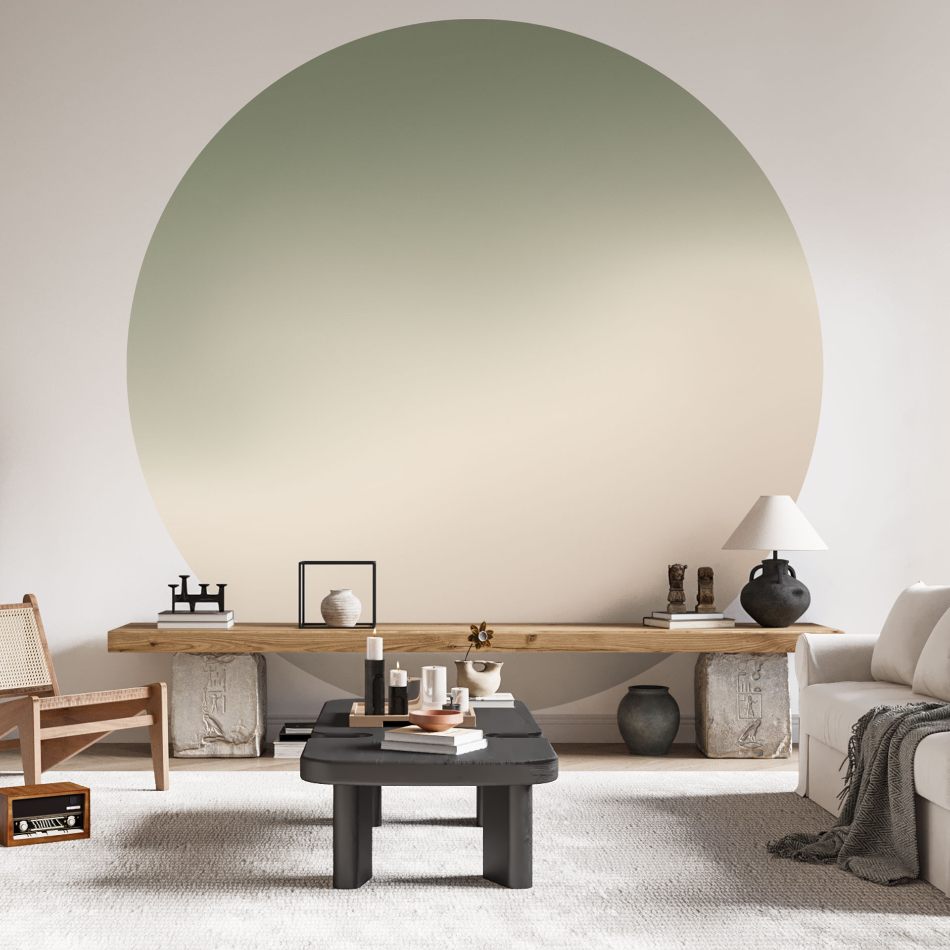 Behangcirkel Ombre - Bosmist - vliesbehang/zelfklevend vliesbehang