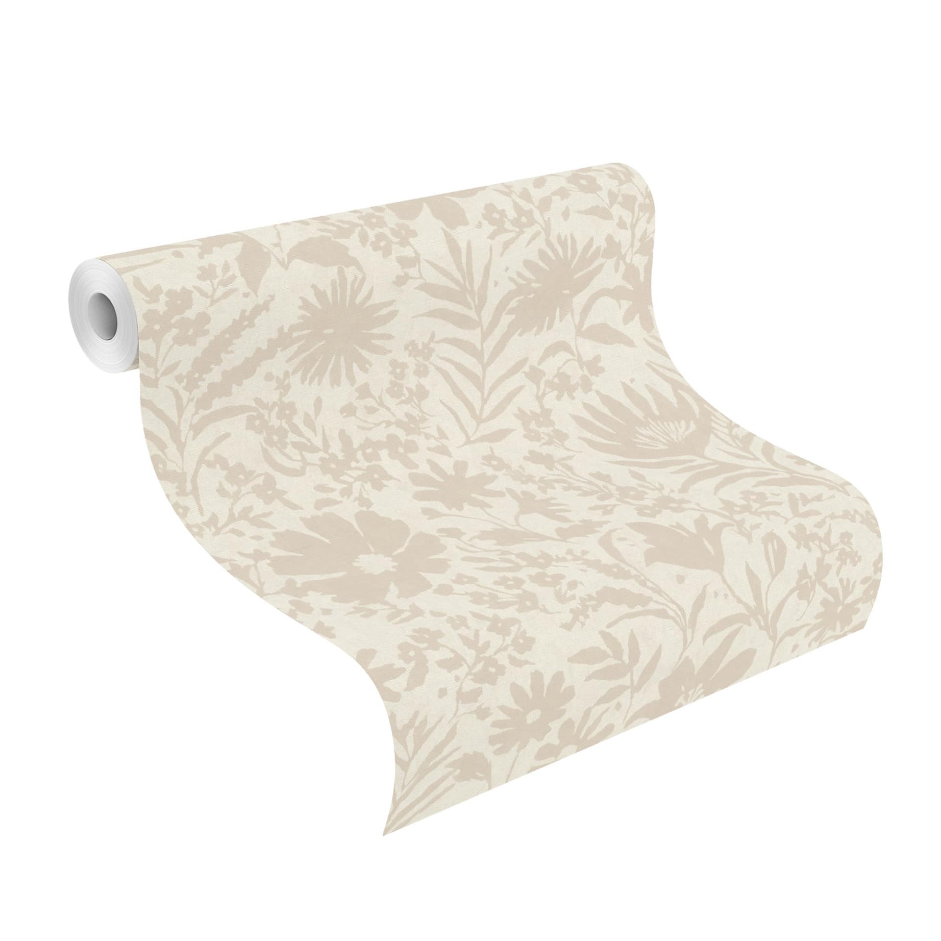 behang met bloemen en vliesbehang Paraiso beige