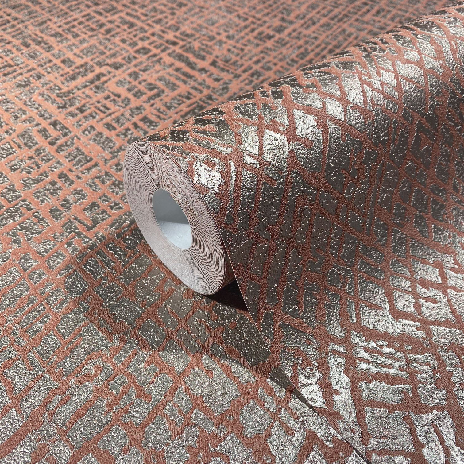 Vliesbehang met glanzend rasterpatroon beige, rode textuur