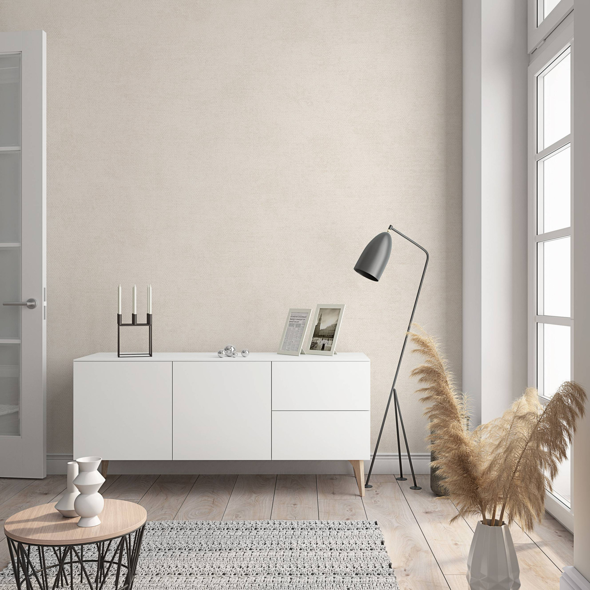 Effen behang, vliesbehang Shades beige