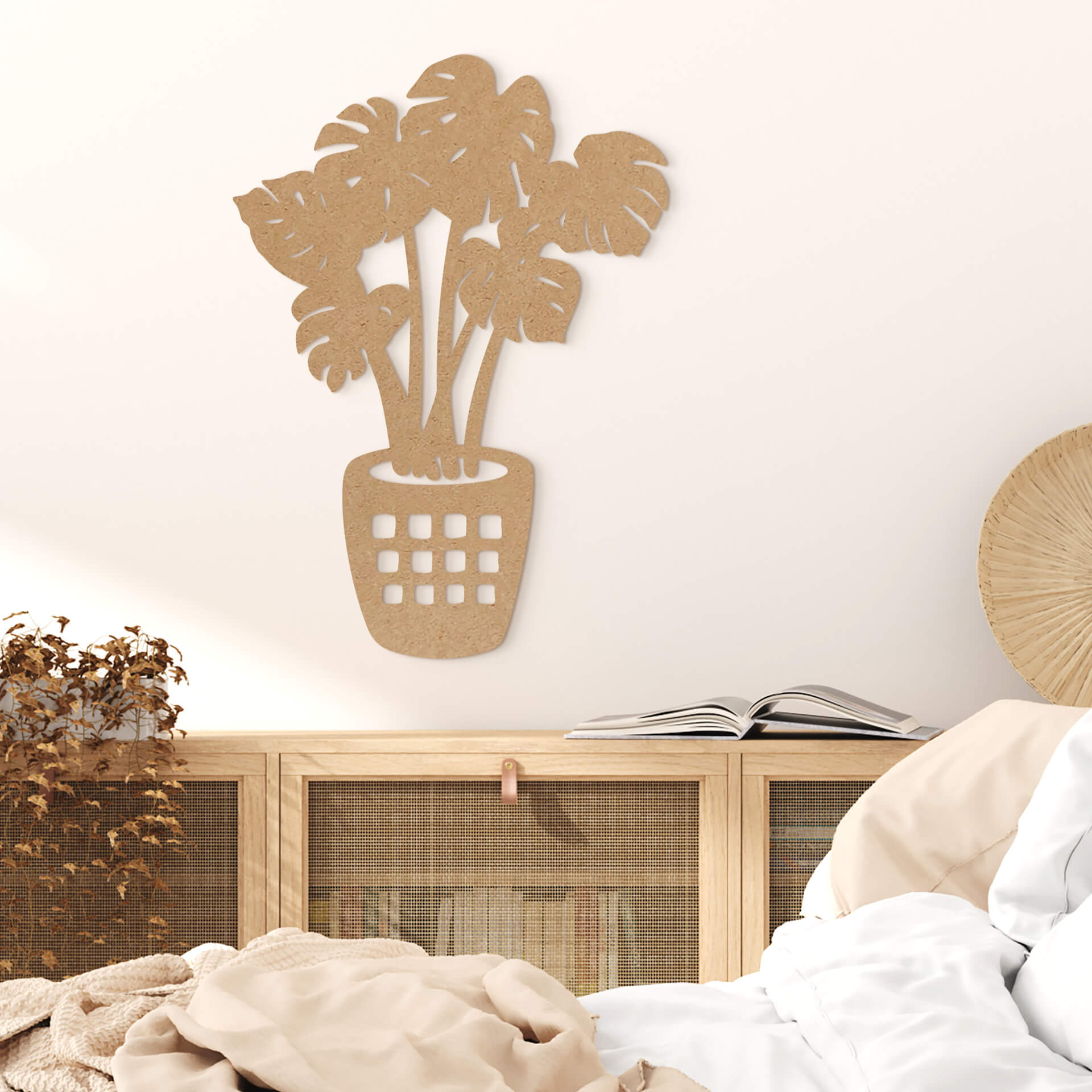 Dekoracja ścienna monstera plant - MDF nature