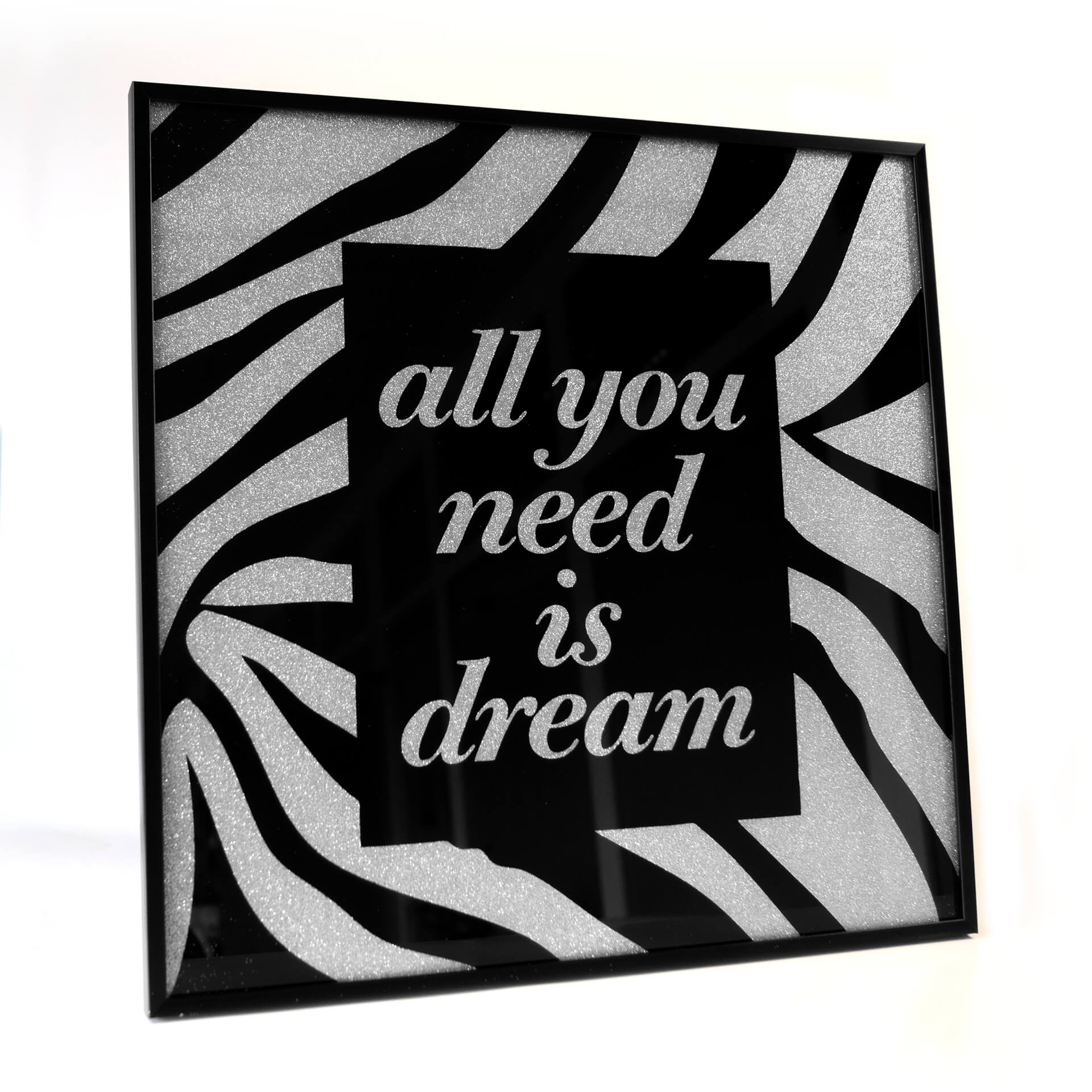 Wandbild All you need is dream - Silber Glitzer