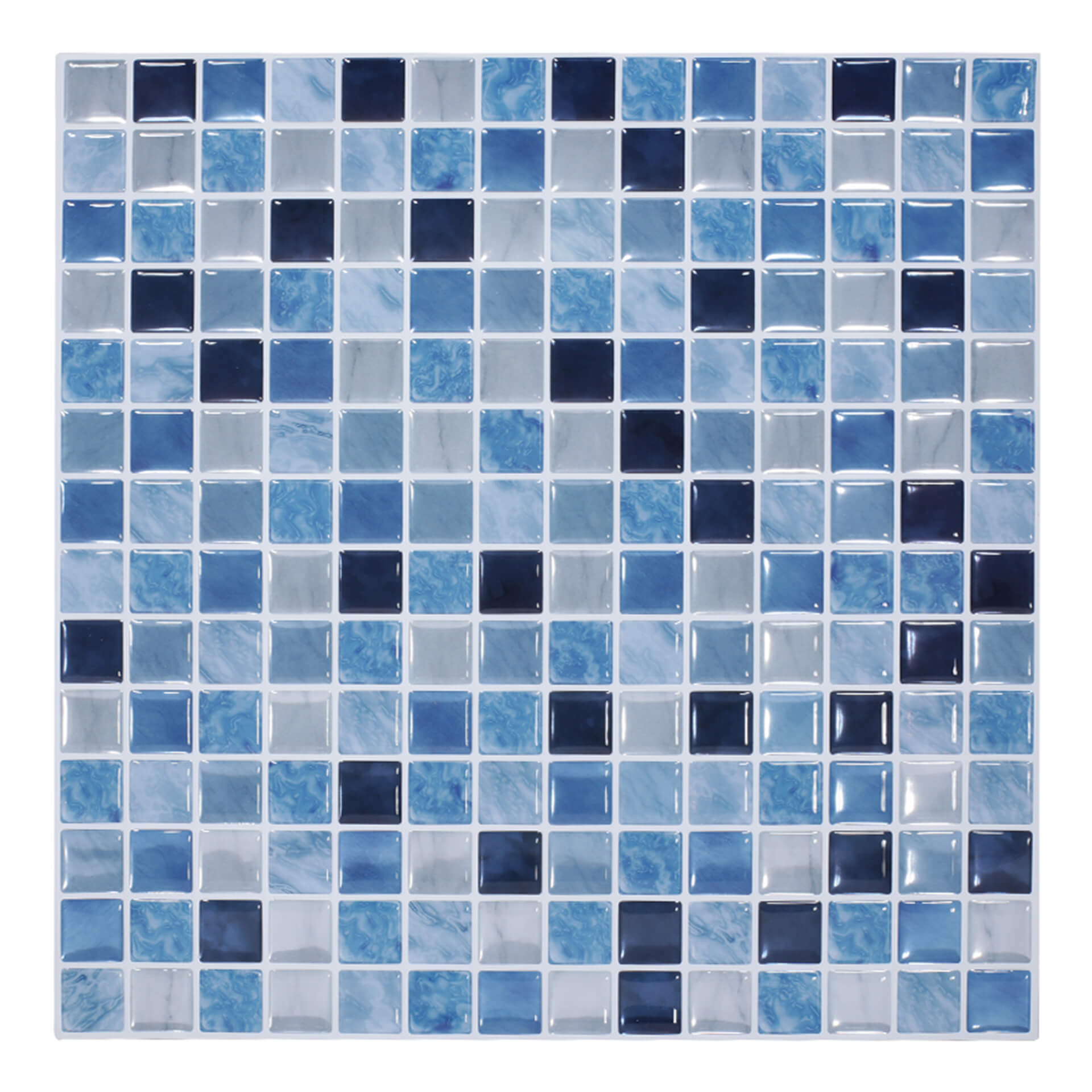 Carrelage adhésif mosaïque, bleu océan - Set de 4 en 30,5 x 30,5 cm