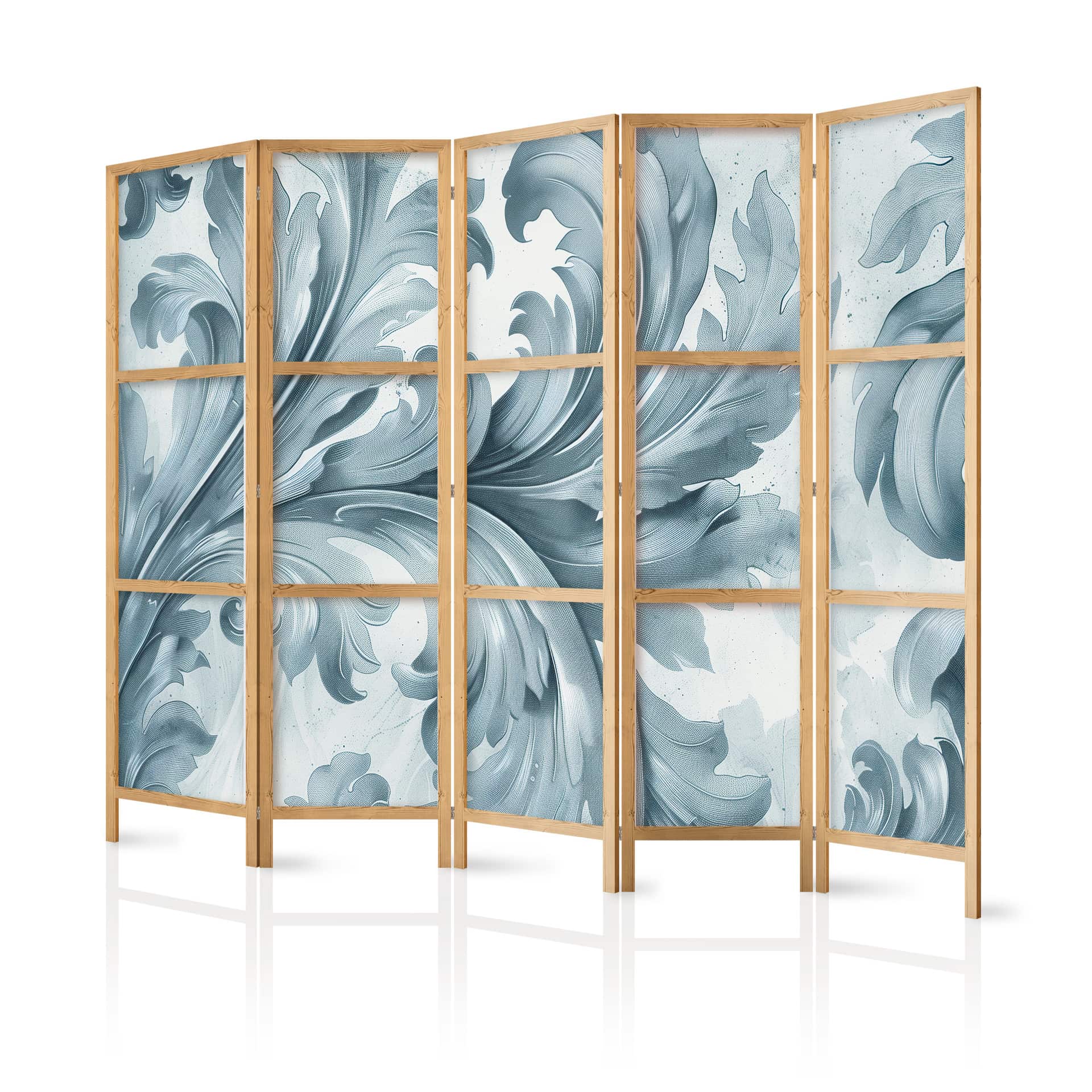 Japanischer Paravent, Raumteiler freistehend, Trennwand - Botanical Motif: Leaves and Vines, Sandy C
