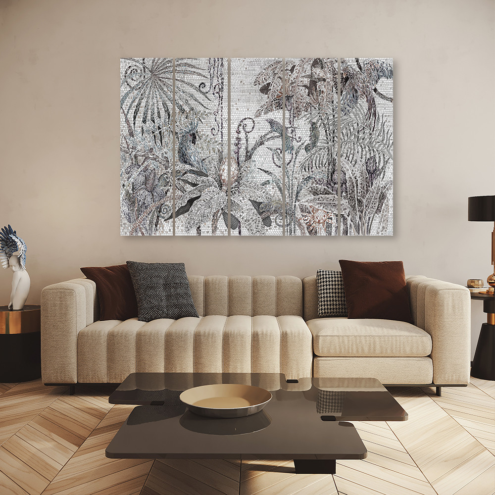 5 stykke lærredstryk Mosaikjungle