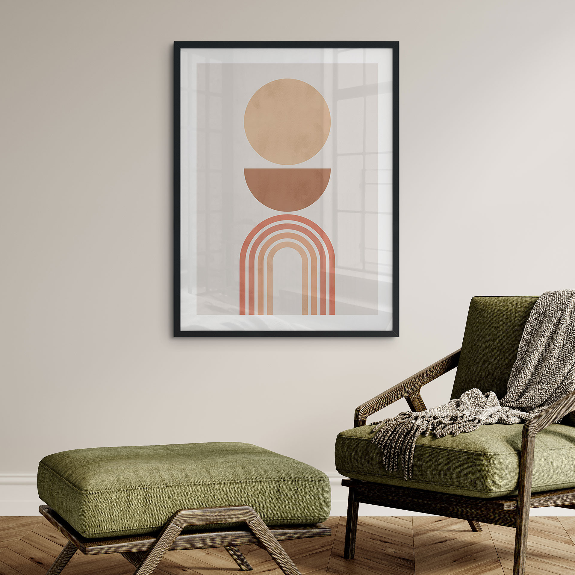 Poster Abstrakte Balance - Retro Bögen und Kreise - Costa