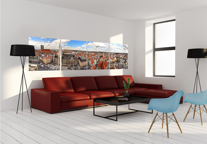 Wallprint W - Münchener Skyline Panorama Set (4-teilig)