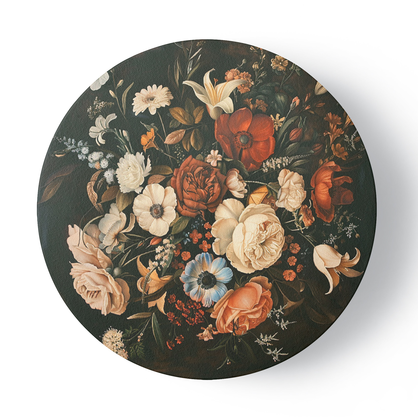 Rundes Leinwandbild Retro Vintage Blumen