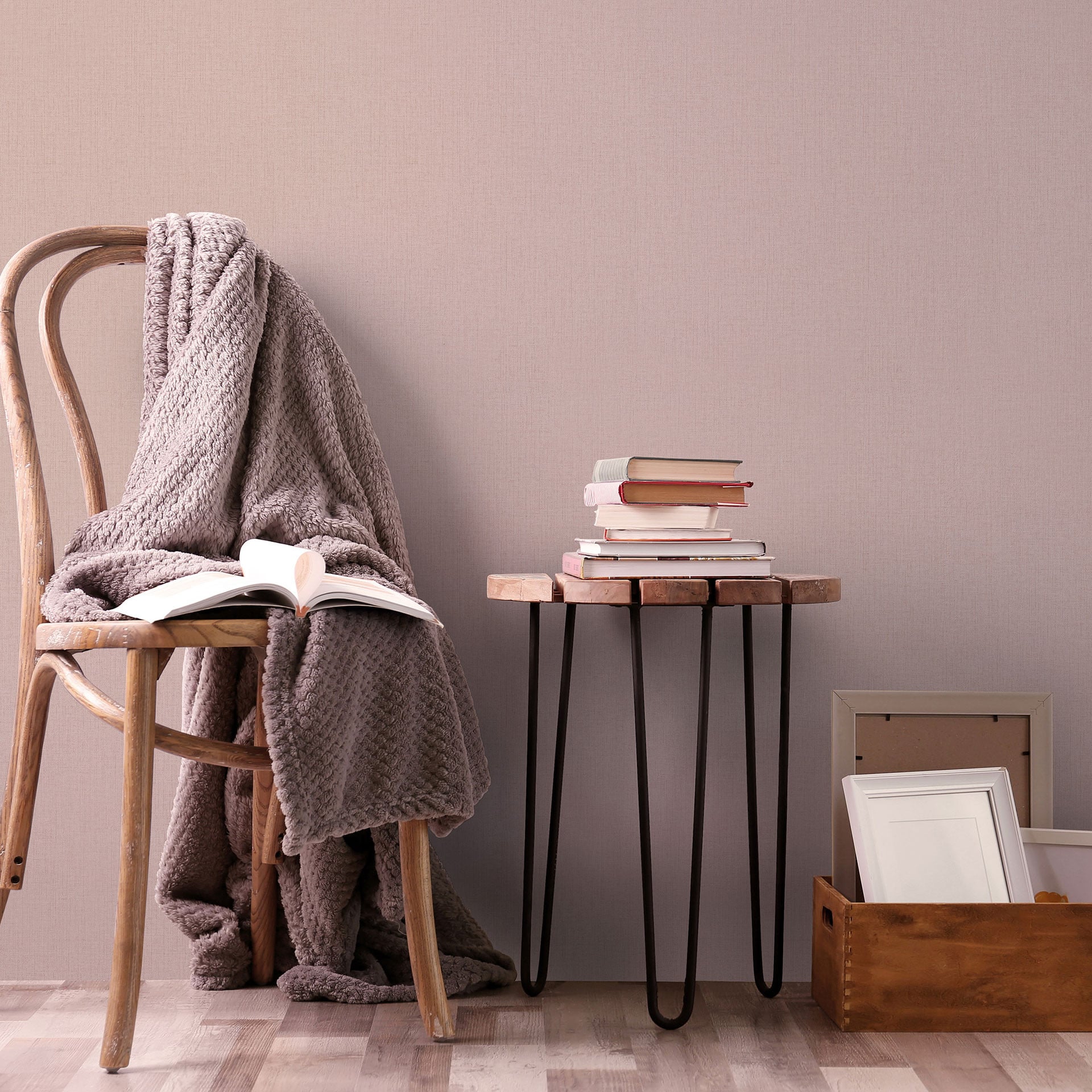 Modern PVC-vrij vliesbehang in roze
