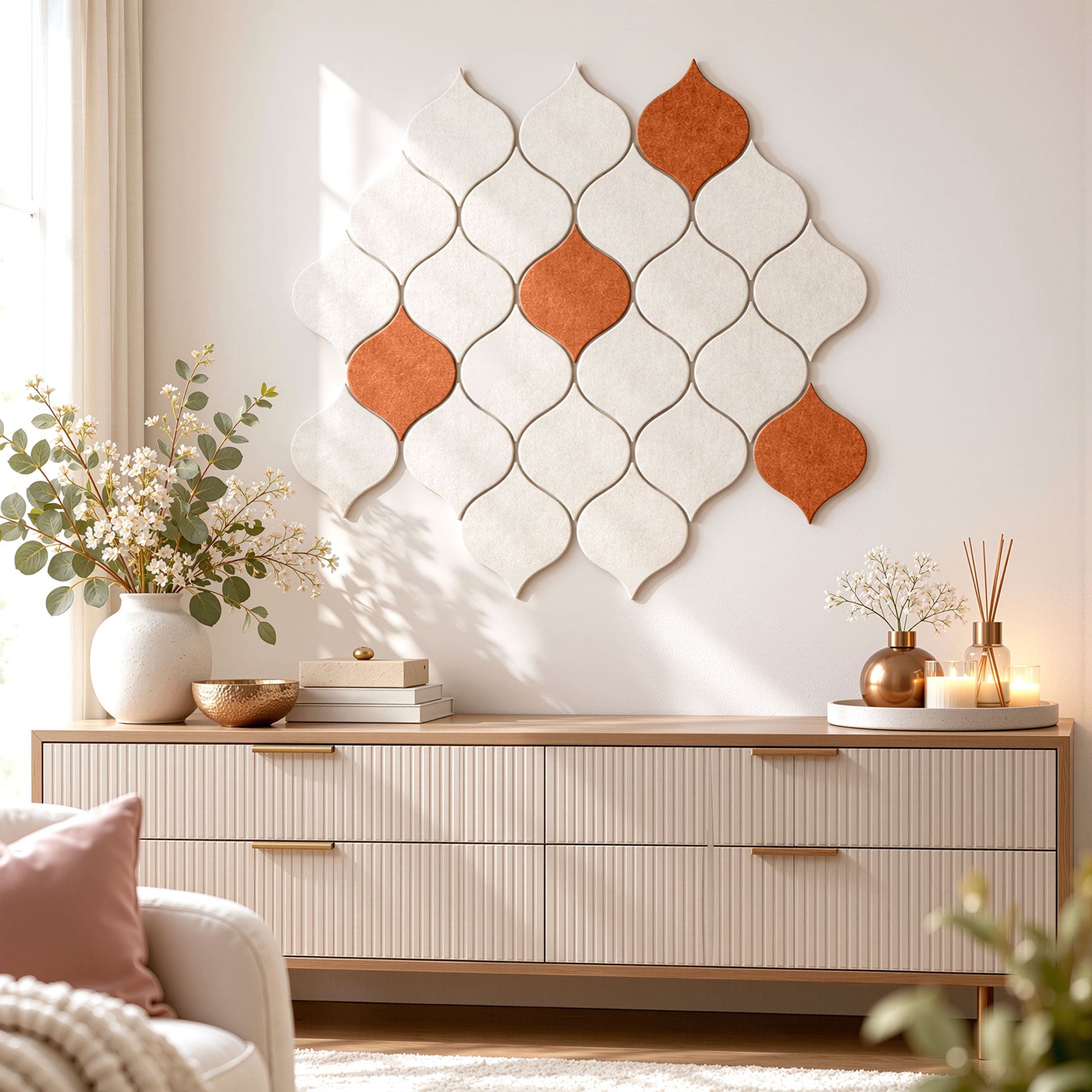 Decoración de pared de fieltro Ornamentos orientales | Decoración de pared & aislamiento acústico