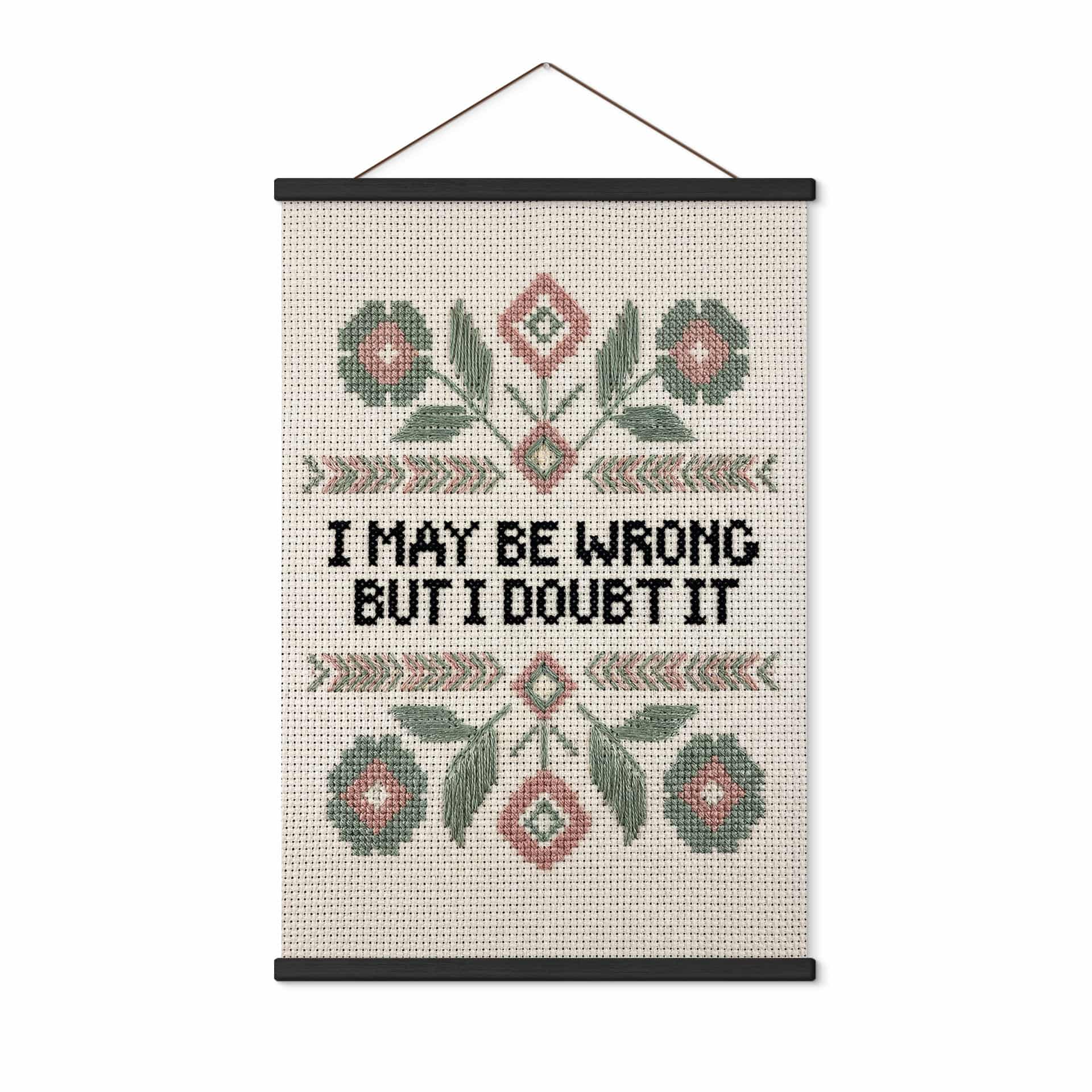 Stoffbild I may be wrong mit Blumen Stickmuster - Magnusson