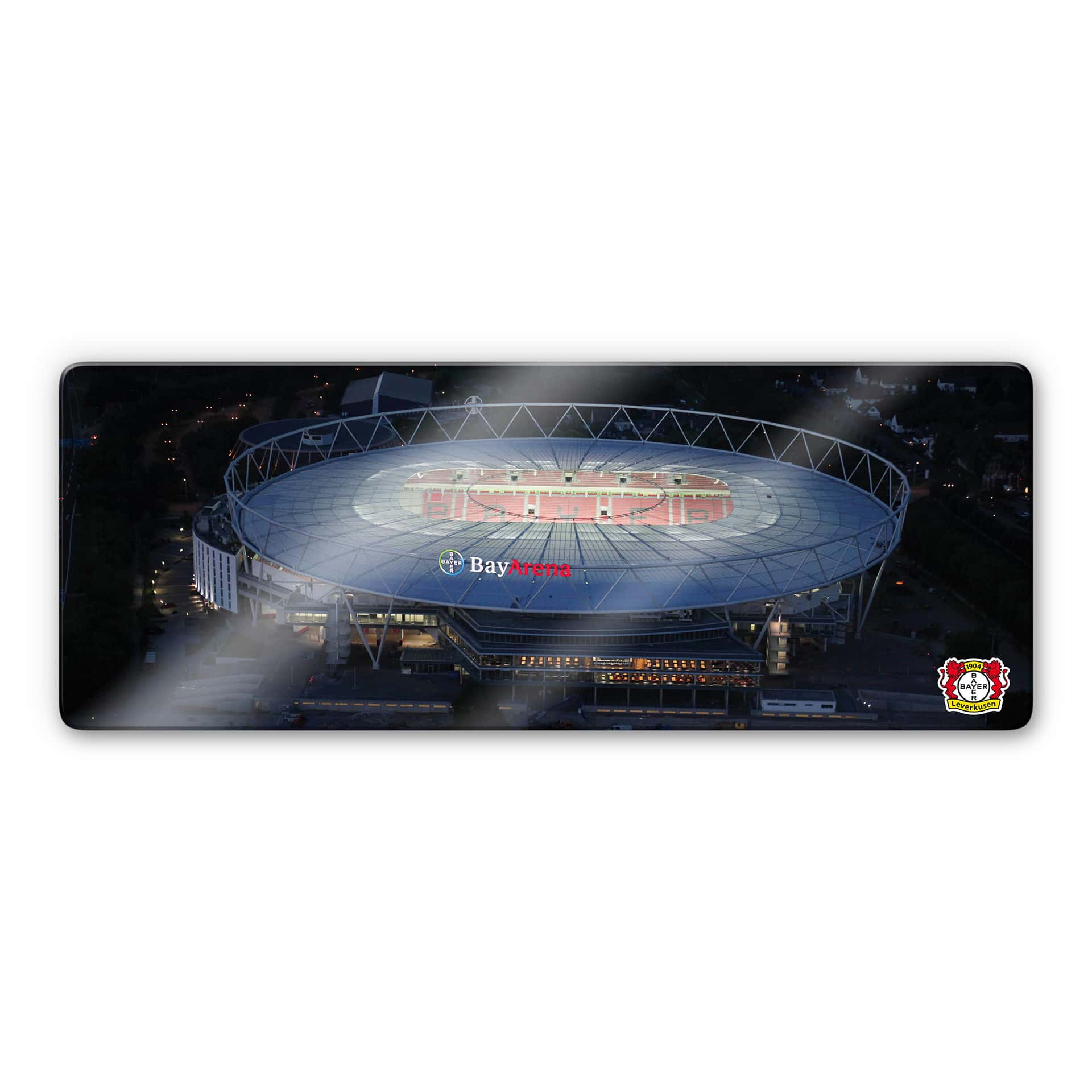 Glasbild BayArena Luftaufnahme bei Nacht