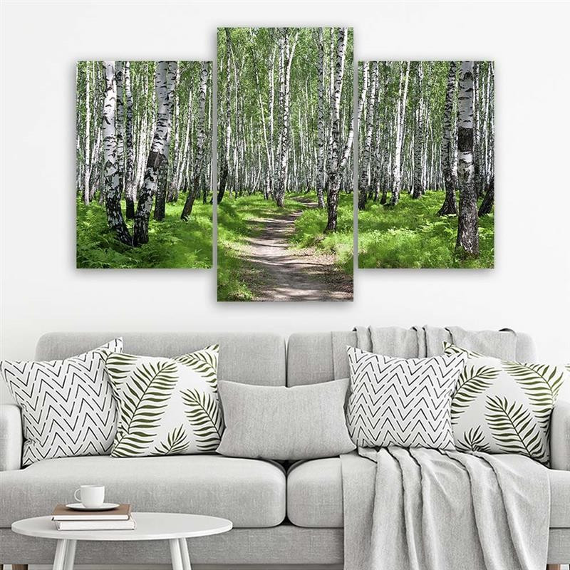 3 stykke lærredstryk, Birch Forest Nature
