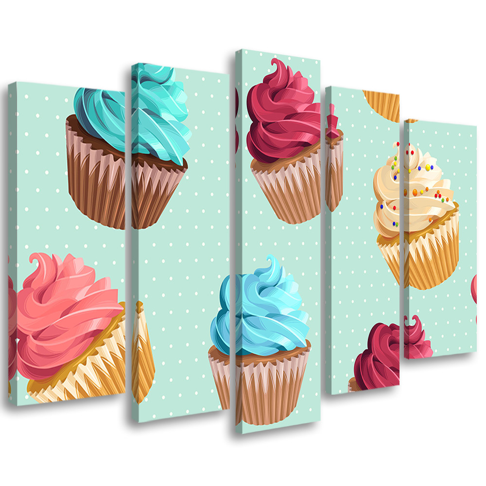5 stykke lærredsprint, Cupcakes slik