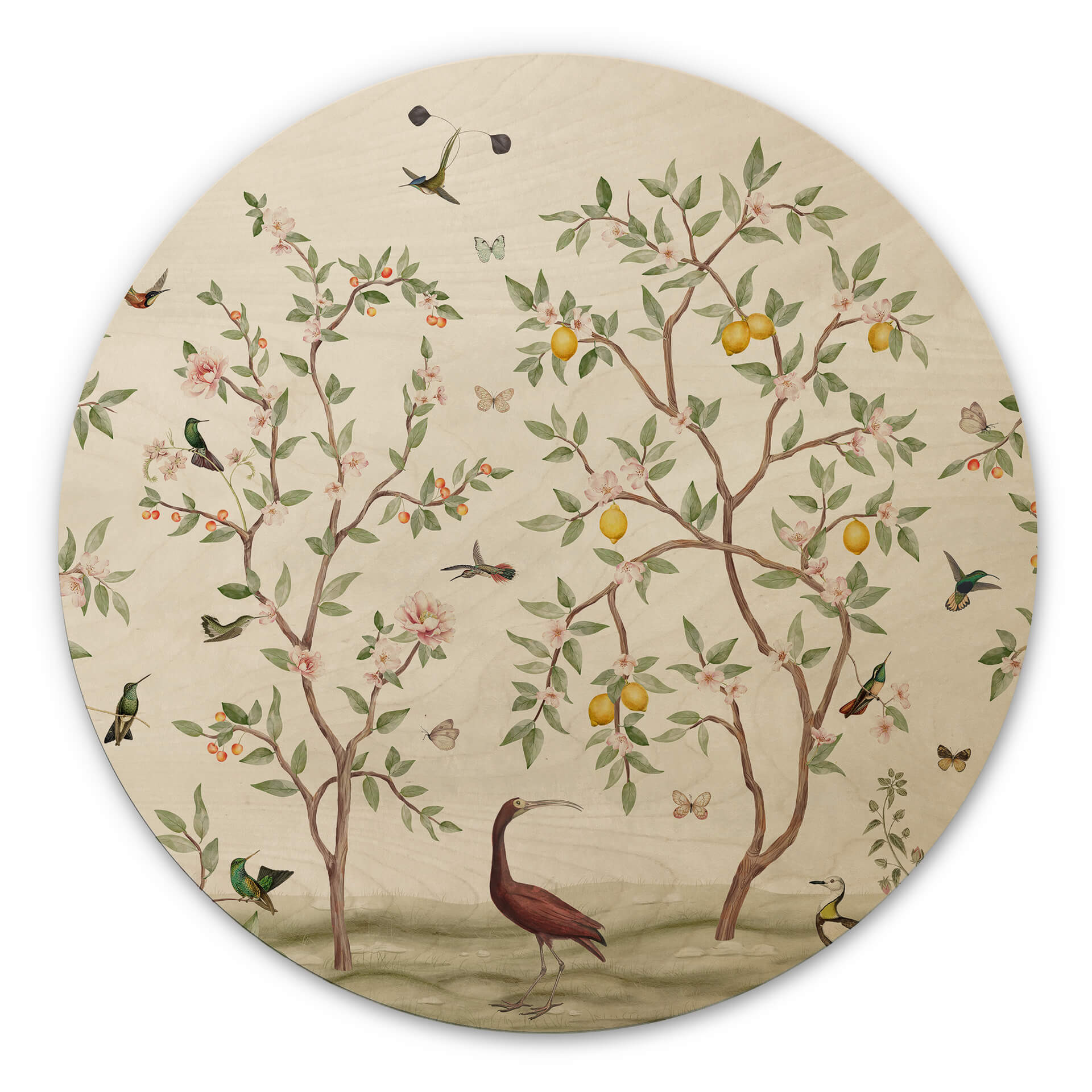Obraz drewniany Sir Edward - Drzewo cytrynowe Chinoiserie - Okrągły