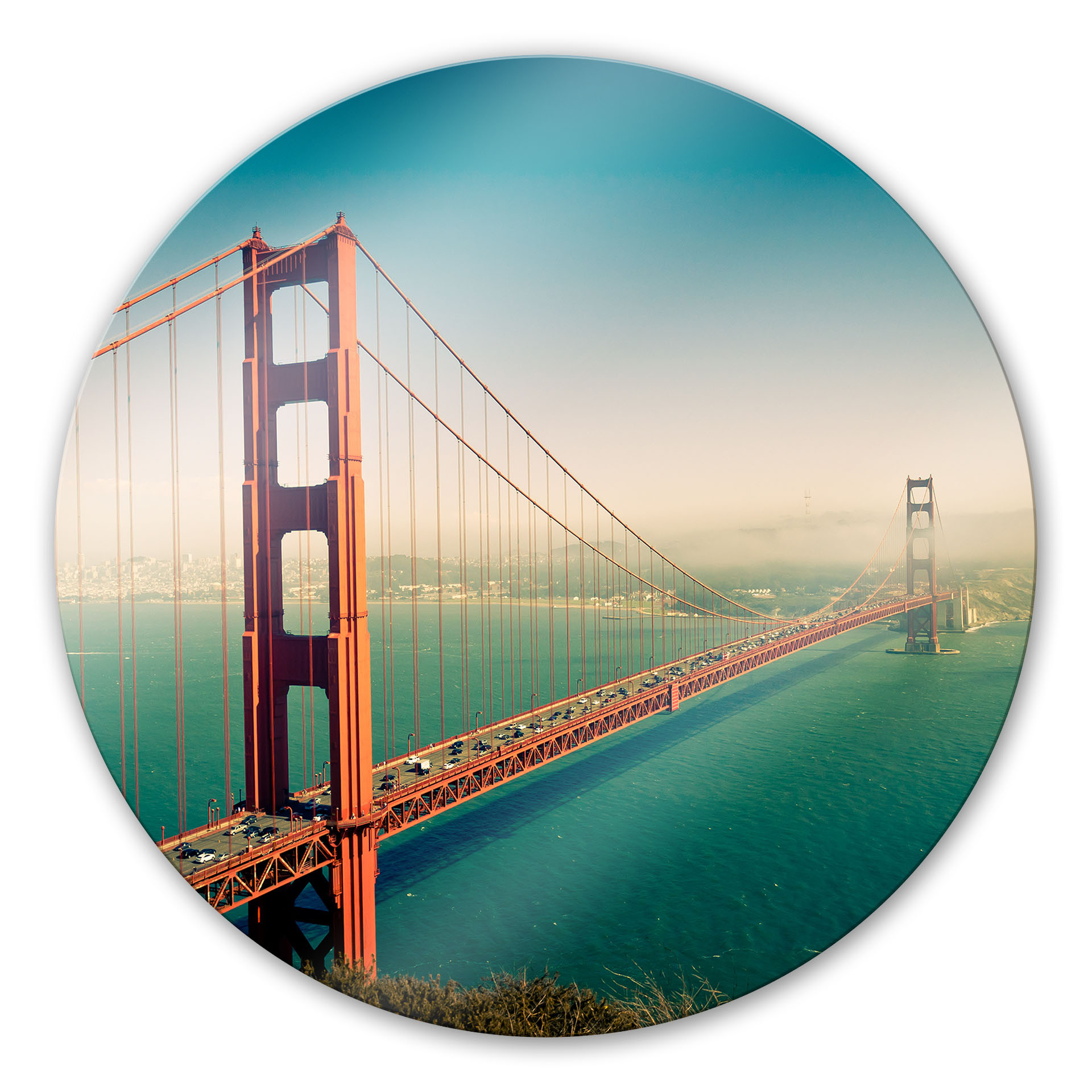 Glasbillede - Golden Gate Bridge - Rund