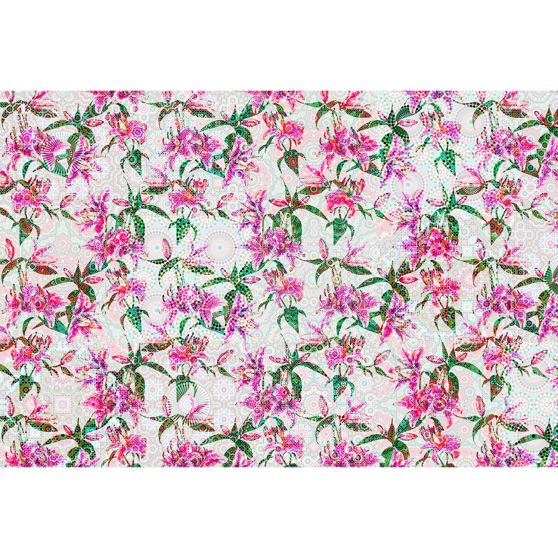 Livingwalls Fotobehang Walls by Patel mosaic lilies 2