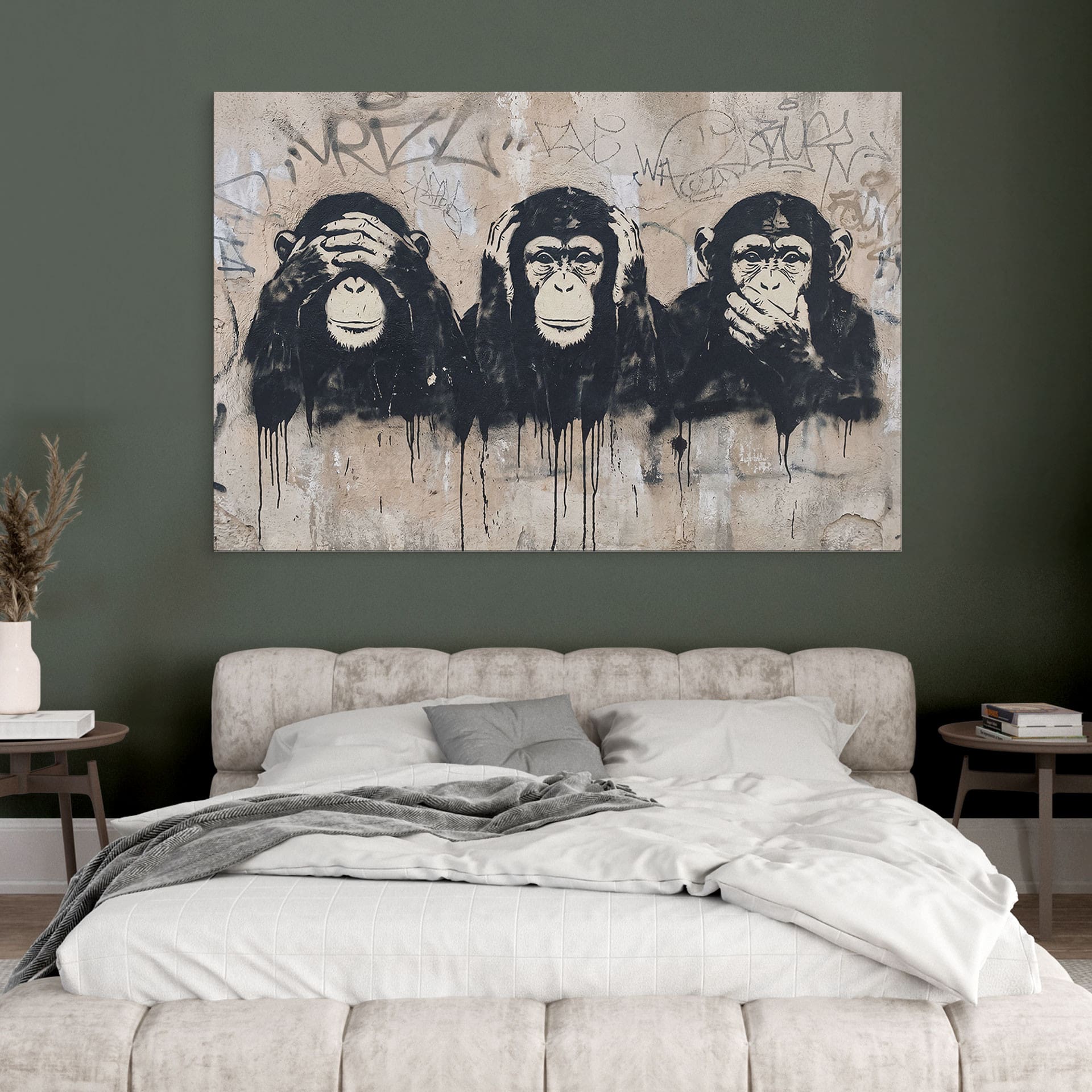 Stampa per pareti Tre Scimmie Street Art Graffiti - Magnusson - Alu-Dibond