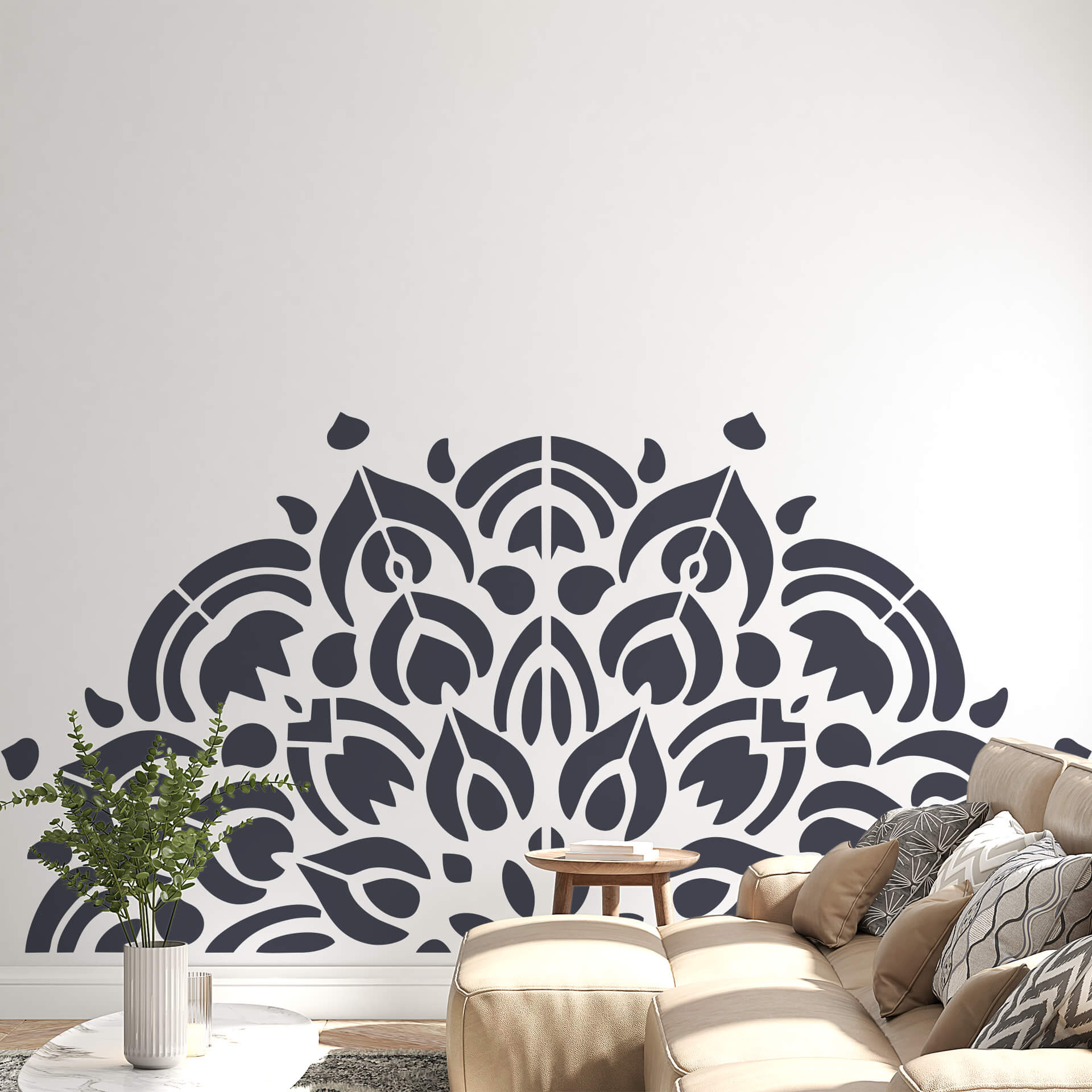 Wallsticker Halvt mandala-ornament - boho