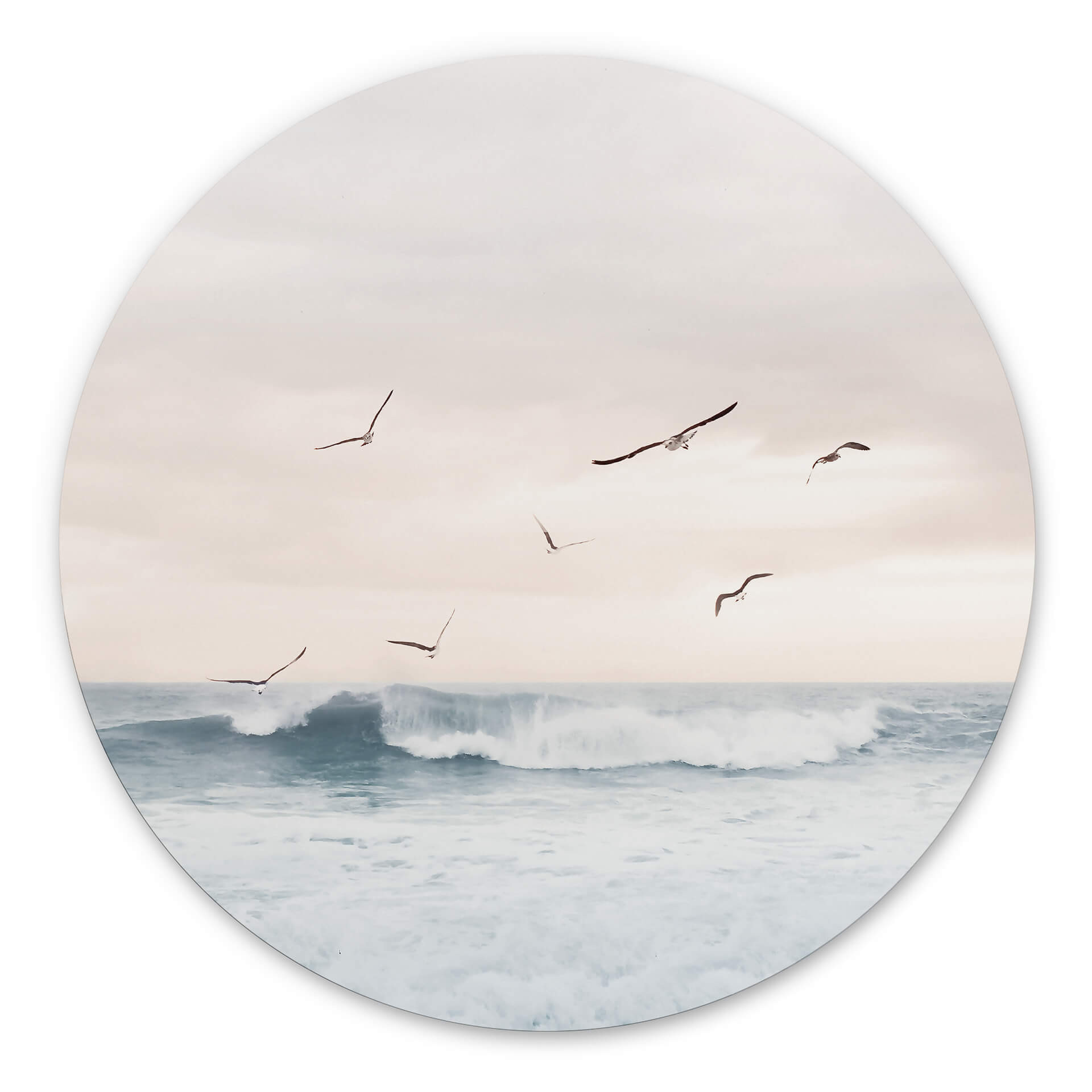 Tableau sur alu-Dibond rond Sisi & Seb - Ciel magique du soir à la mer