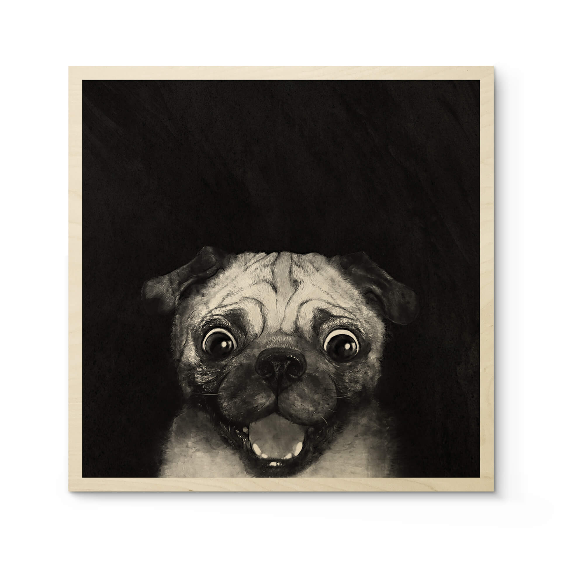 Plakat drewniany Graves - Snuggle Pug - Square
