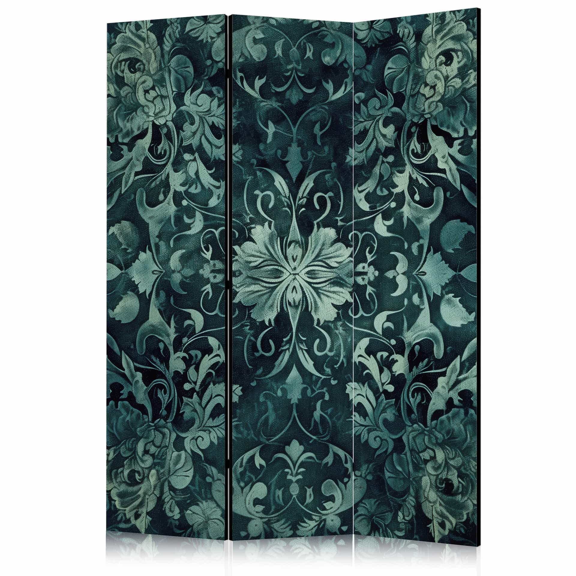 Paravent, Raumteiler freistehend, Trennwand - Oriental Carpet: Emerald Ornaments and Rubbed Patterns