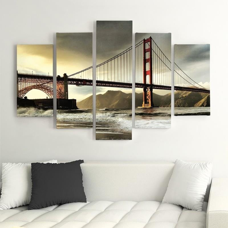 Lærredstryk 5 styk, Golden Gate Bridge